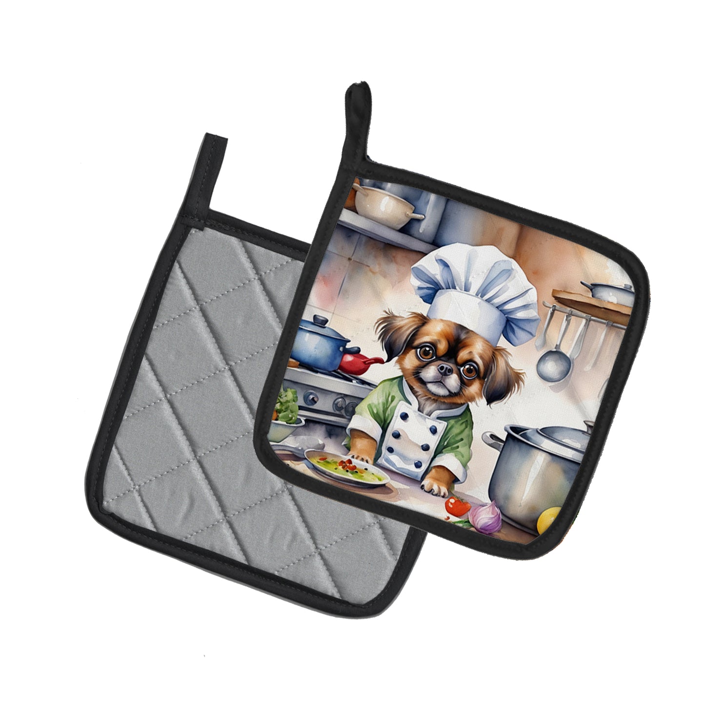 Tibetan Spaniel The Chef Pair of Pot Holders