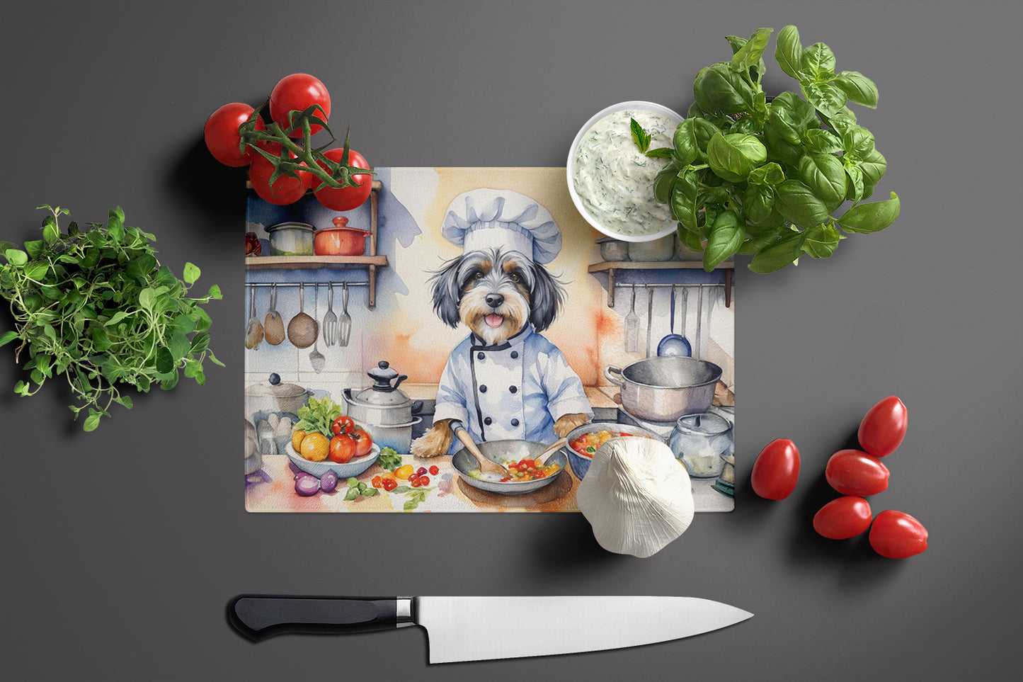 Tibetan Terrier The Chef Glass Cutting Board