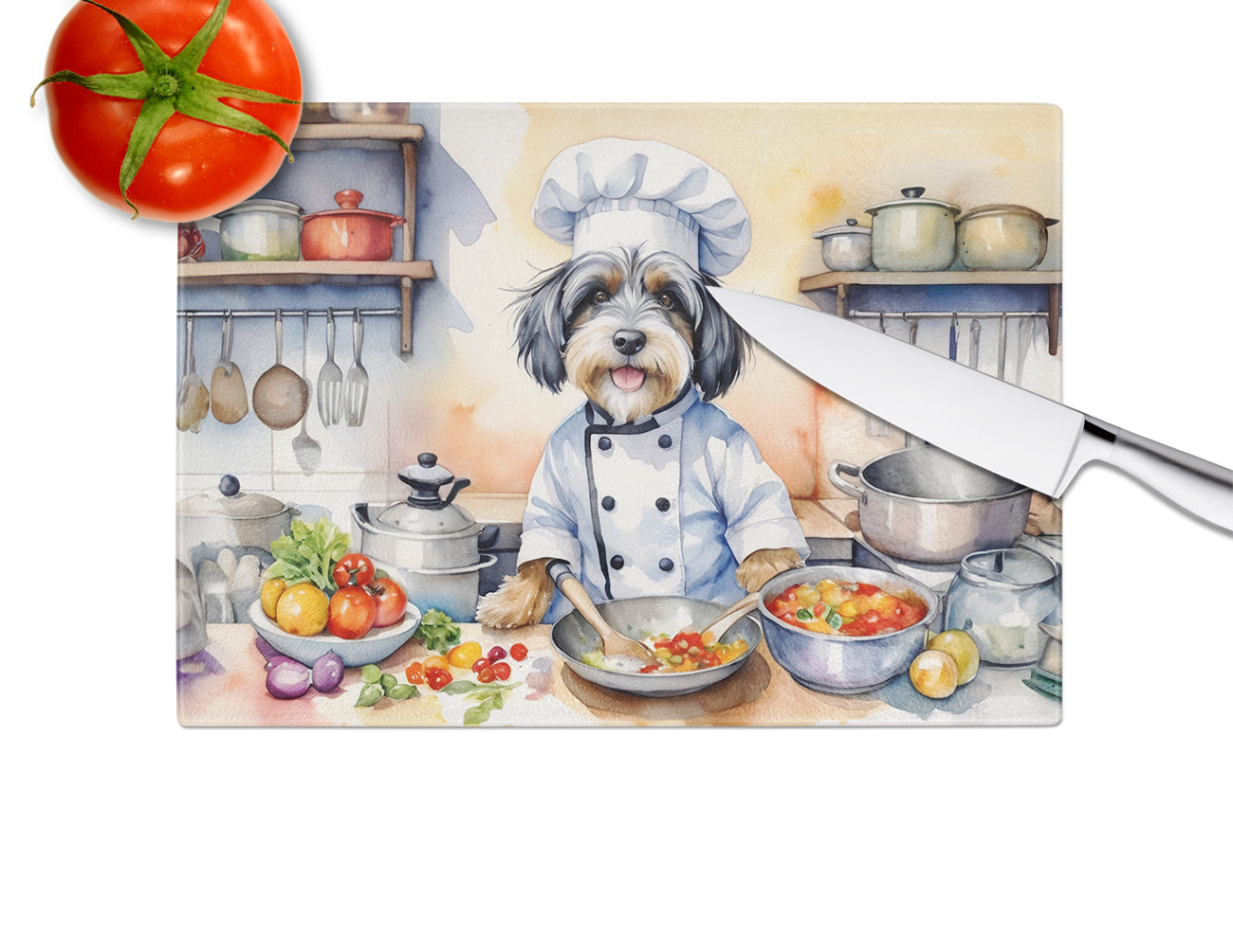 Tibetan Terrier The Chef Glass Cutting Board