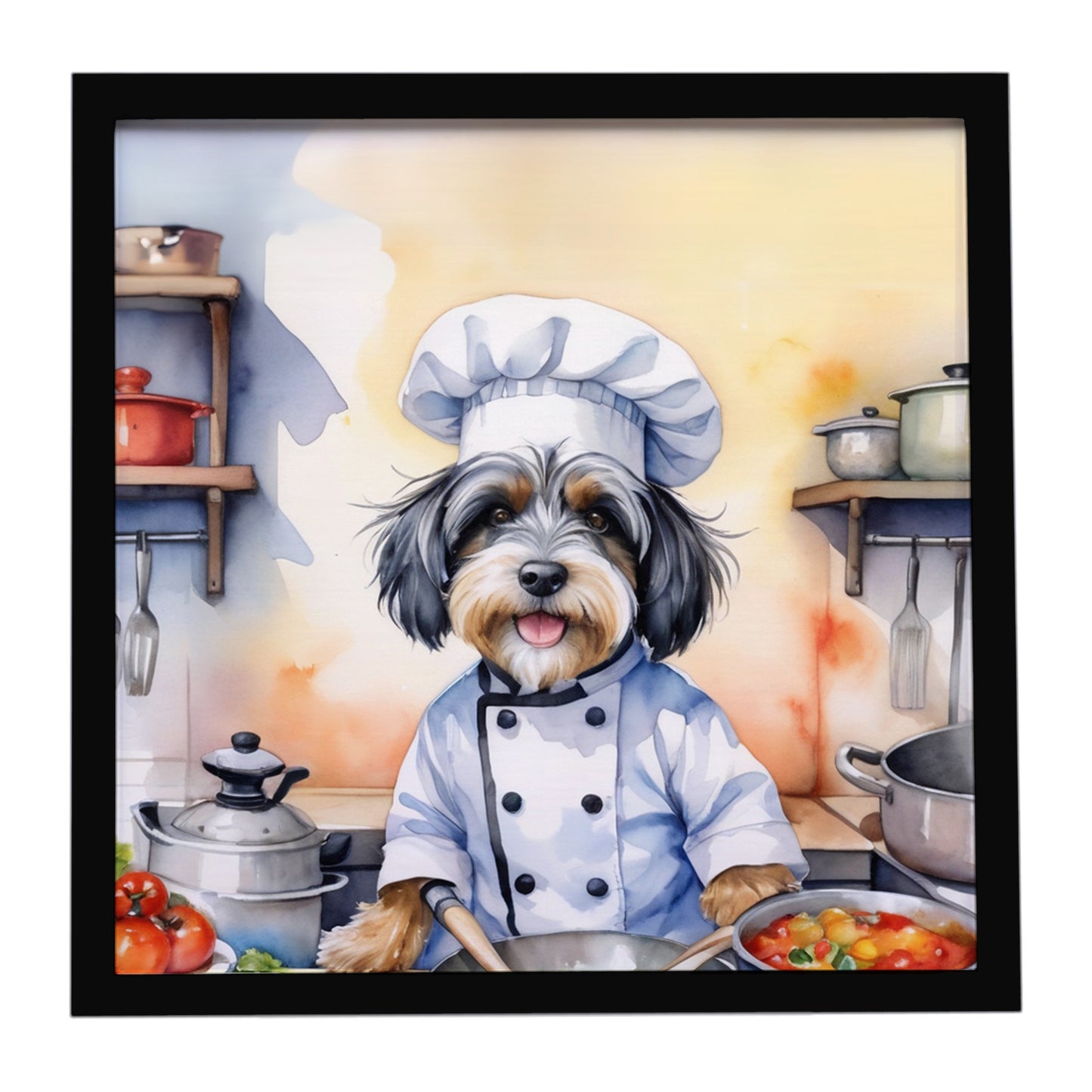 Buy this Tibetan Terrier The Chef Framed Metal Print