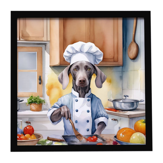 Buy this Weimaraner The Chef Framed Metal Print