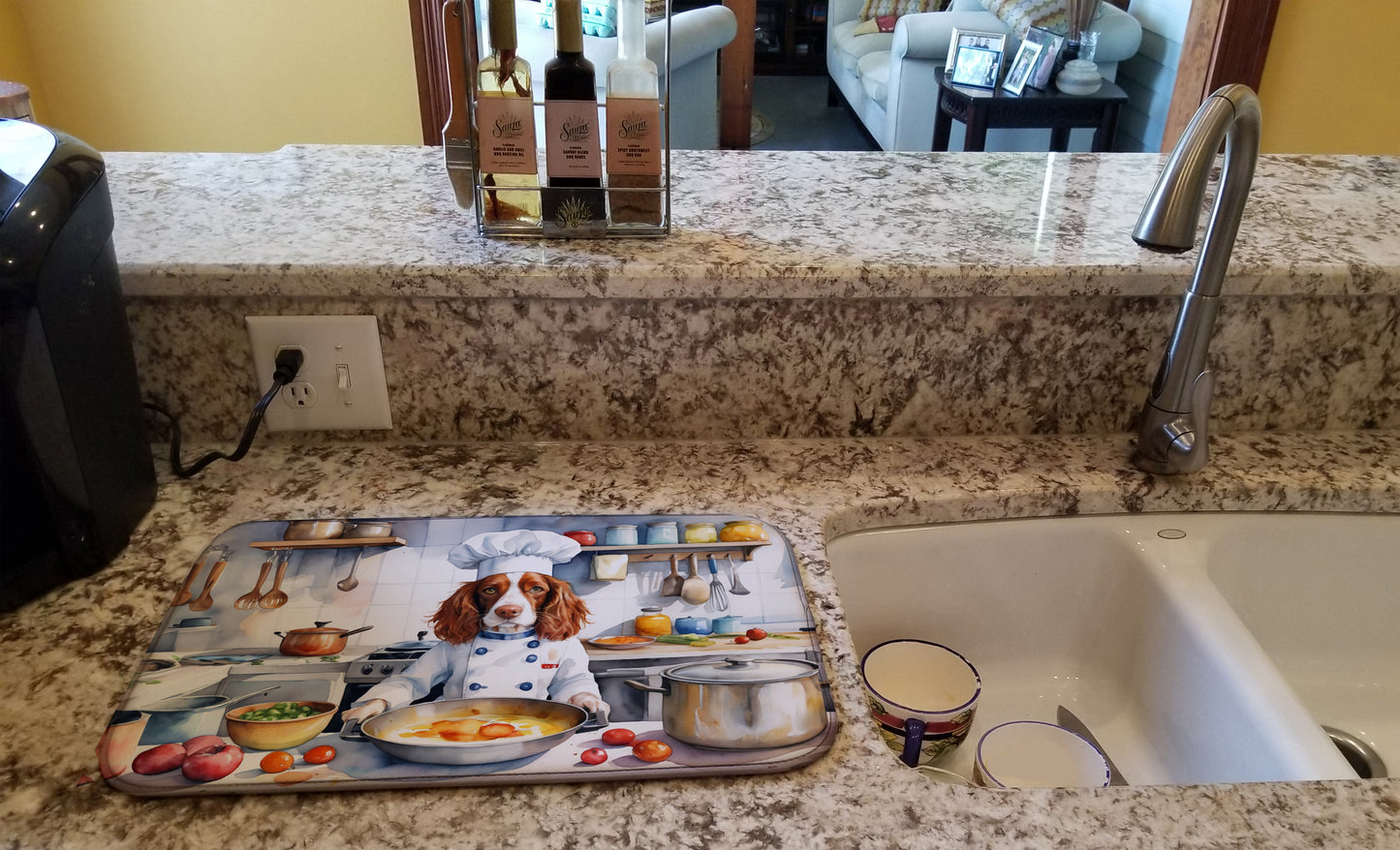 Welsh Springer Spaniel The Chef Dish Drying Mat