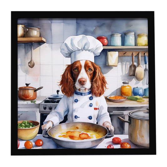Buy this Welsh Springer Spaniel The Chef Framed Metal Print