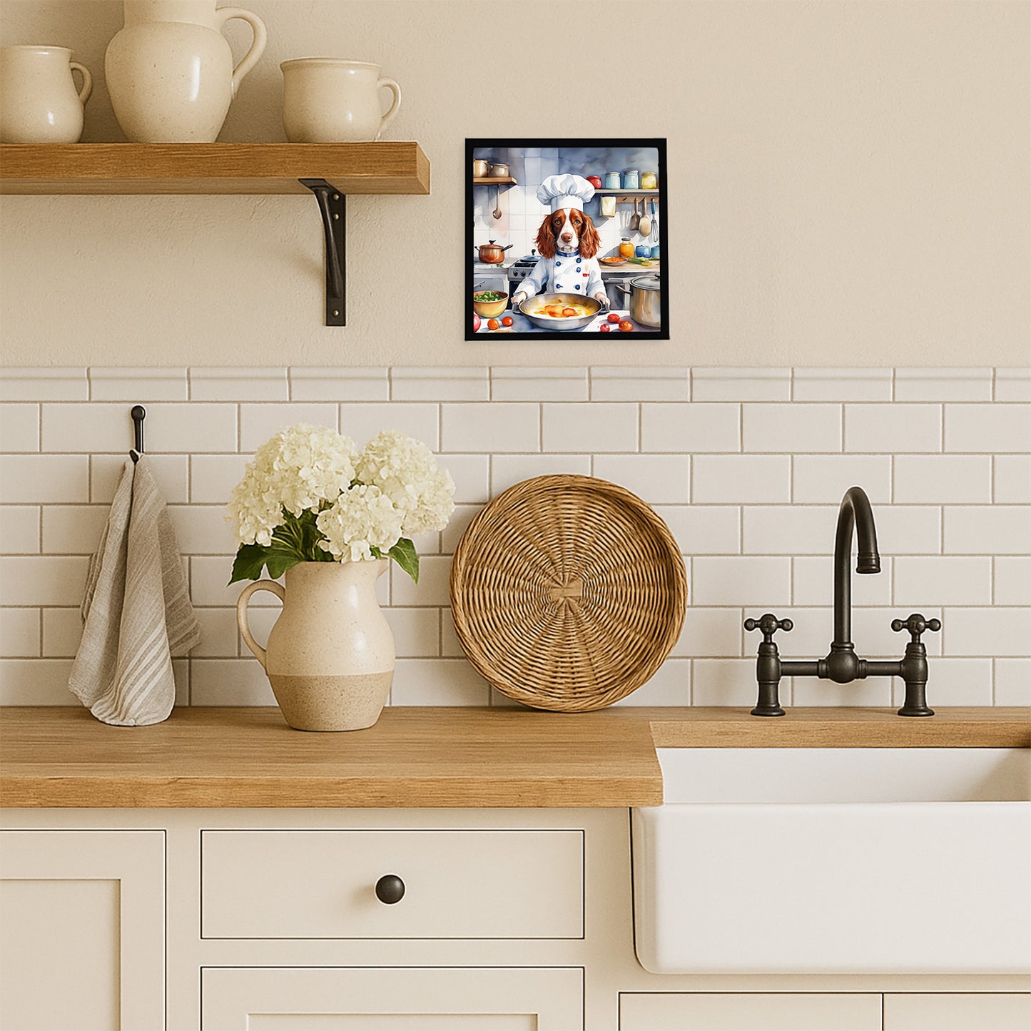 Welsh Springer Spaniel The Chef Framed Metal Print