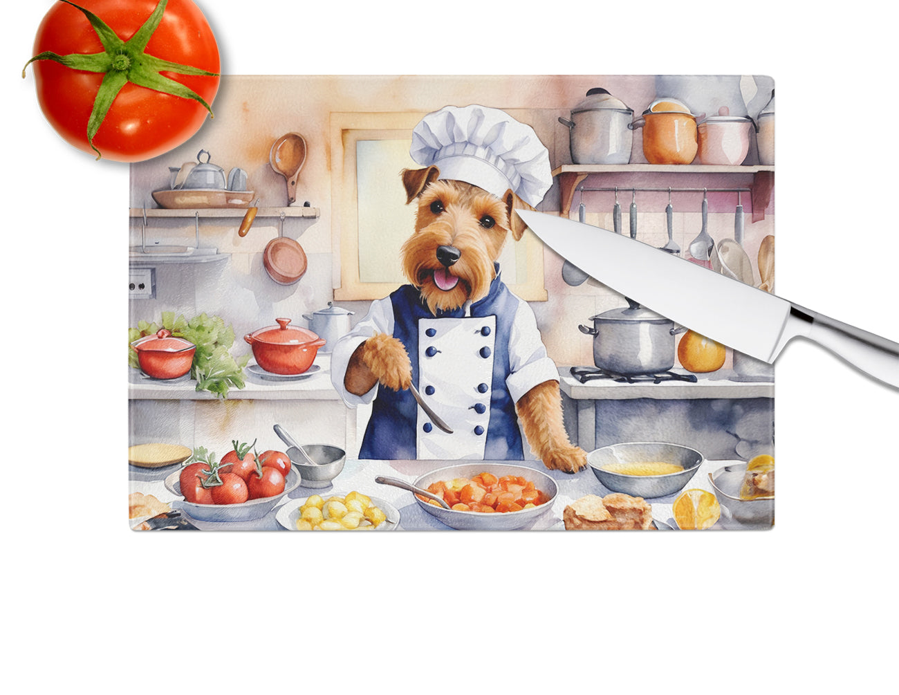 Welsh Terrier The Chef Glass Cutting Board