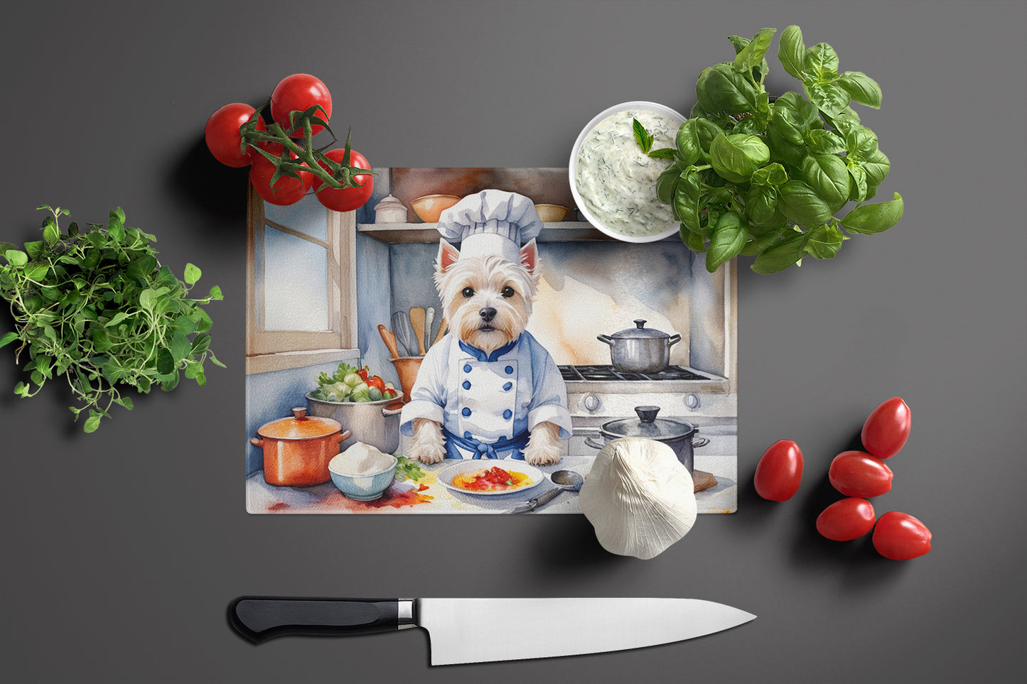 Westie The Chef Glass Cutting Board