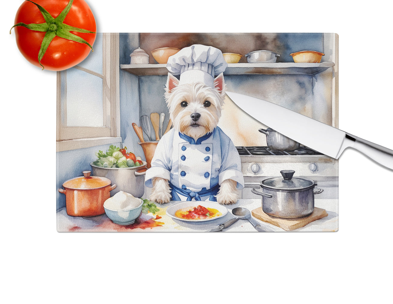 Westie The Chef Glass Cutting Board