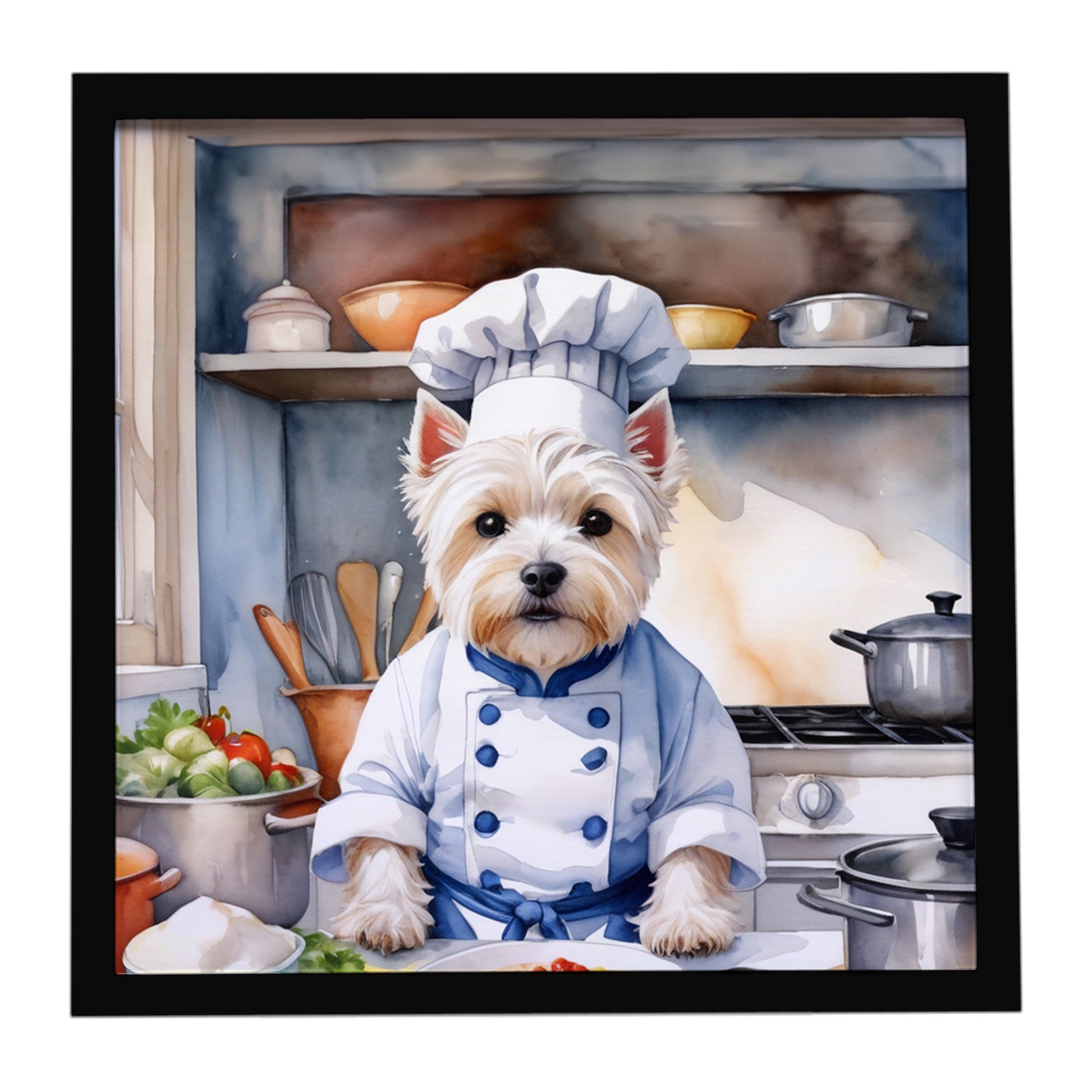 Buy this Westie The Chef Framed Metal Print