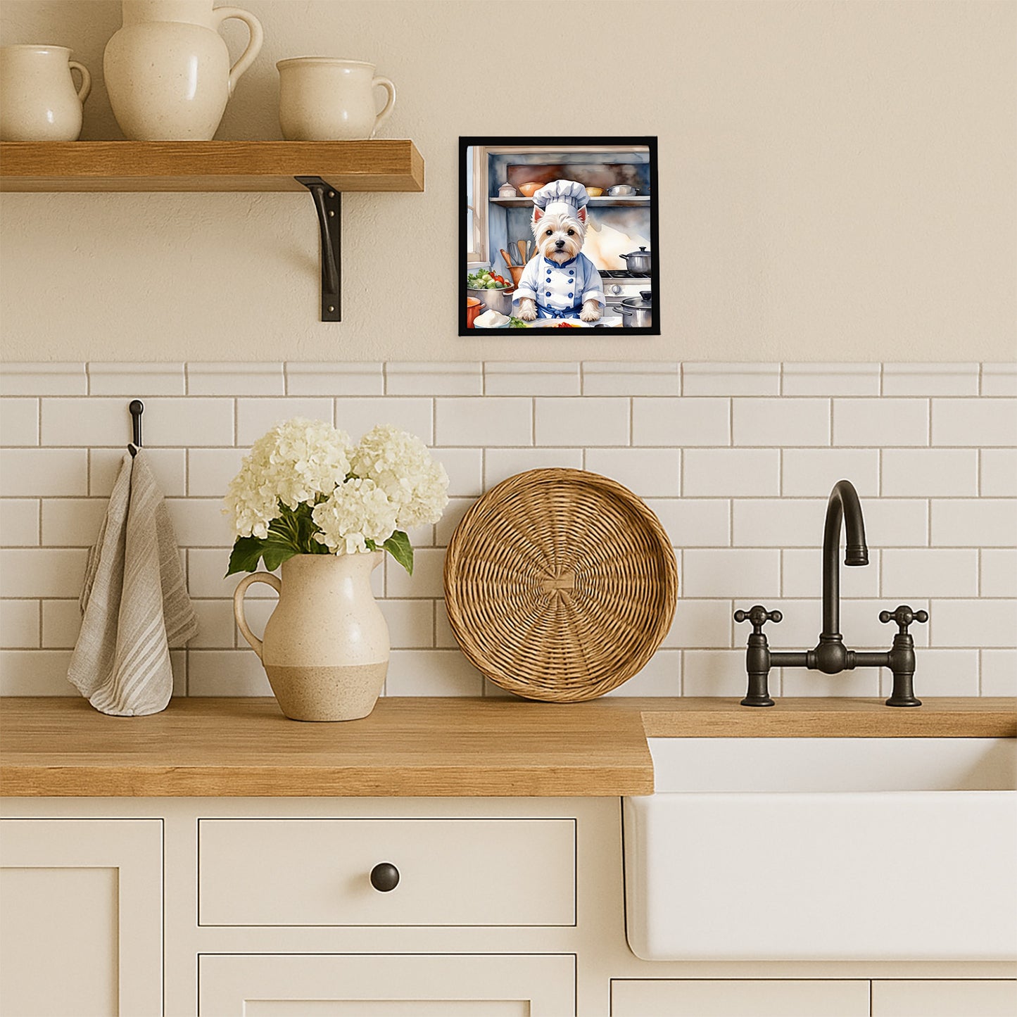 Westie The Chef Framed Metal Print