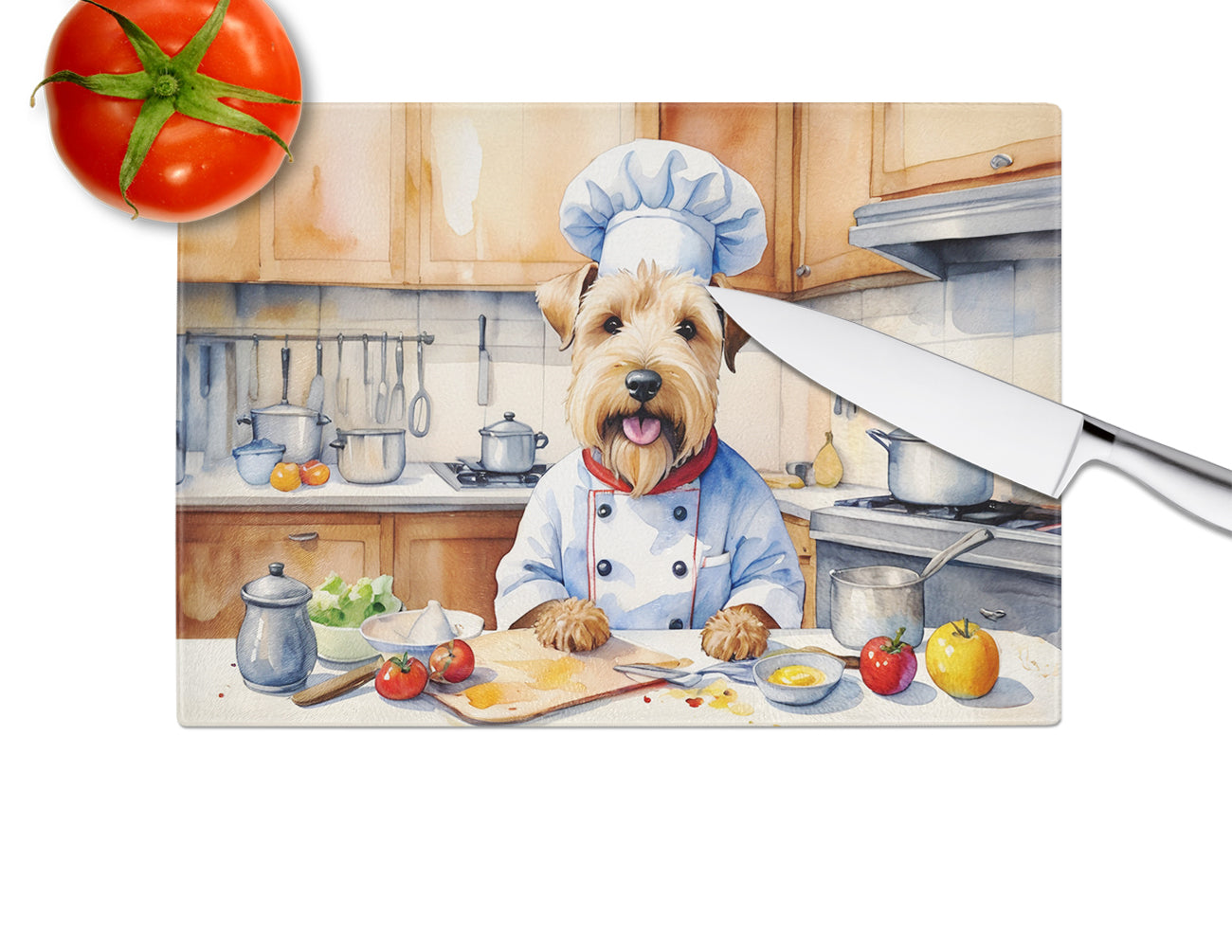 Wheaten Terrier The Chef Glass Cutting Board