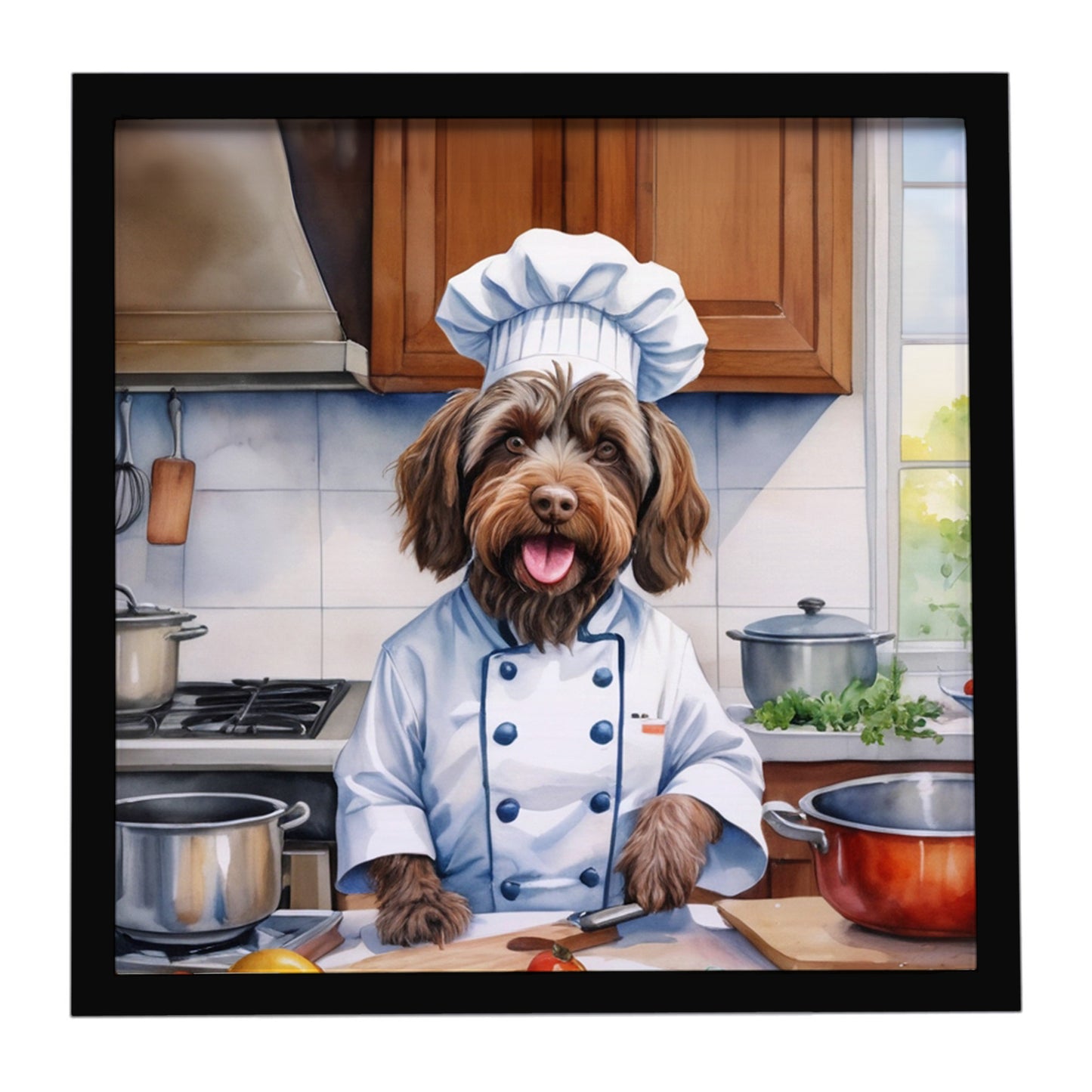 Buy this Wirehaired Pointing Griffon The Chef Framed Metal Print