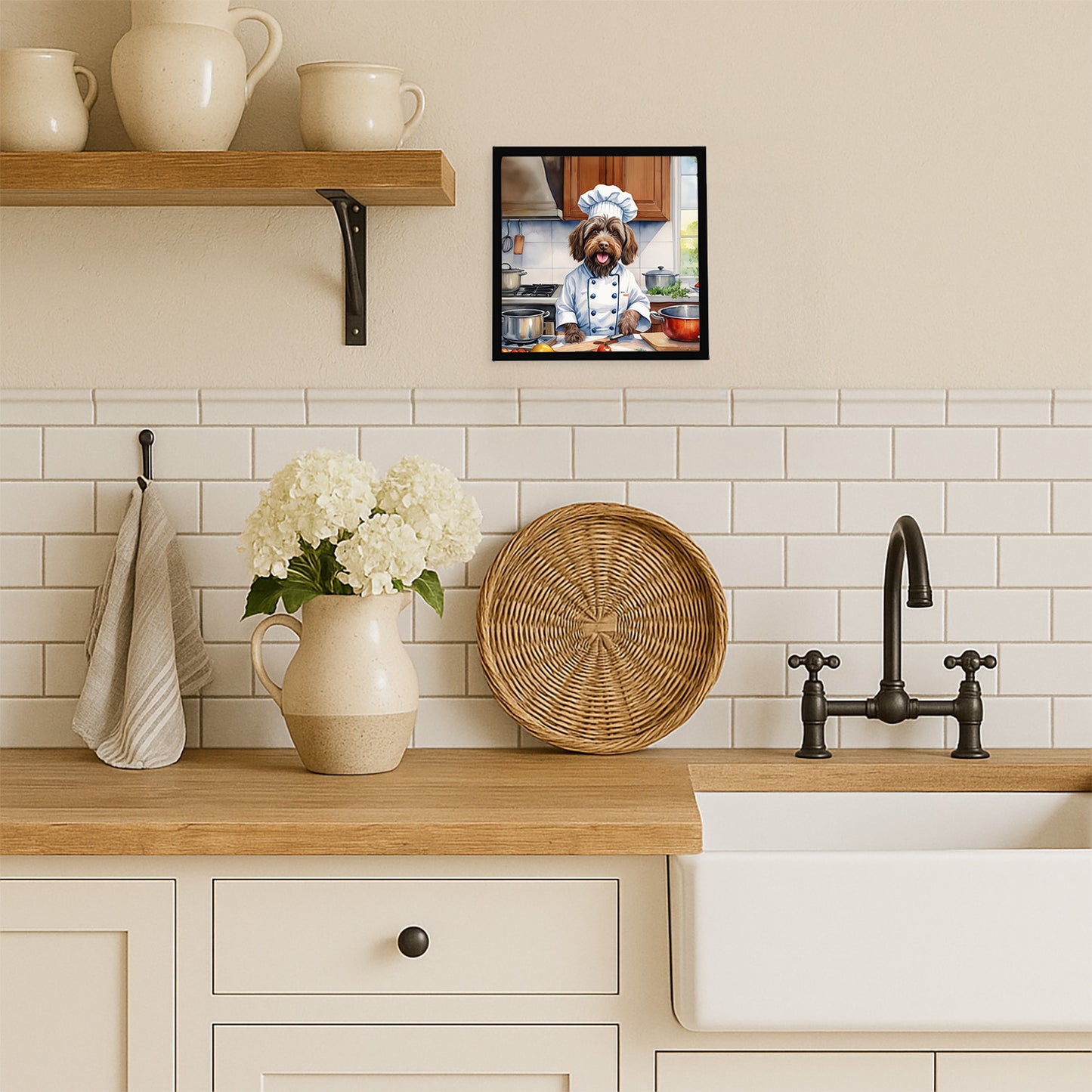 Wirehaired Pointing Griffon The Chef Framed Metal Print