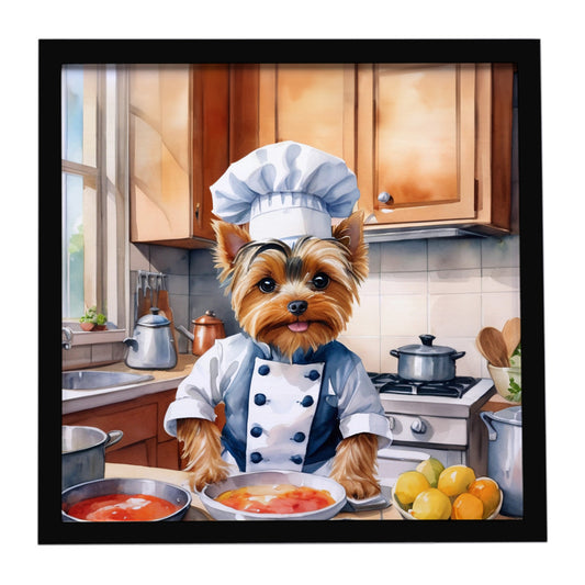 Buy this Yorkie Yorkshire Terrier The Chef Framed Metal Print