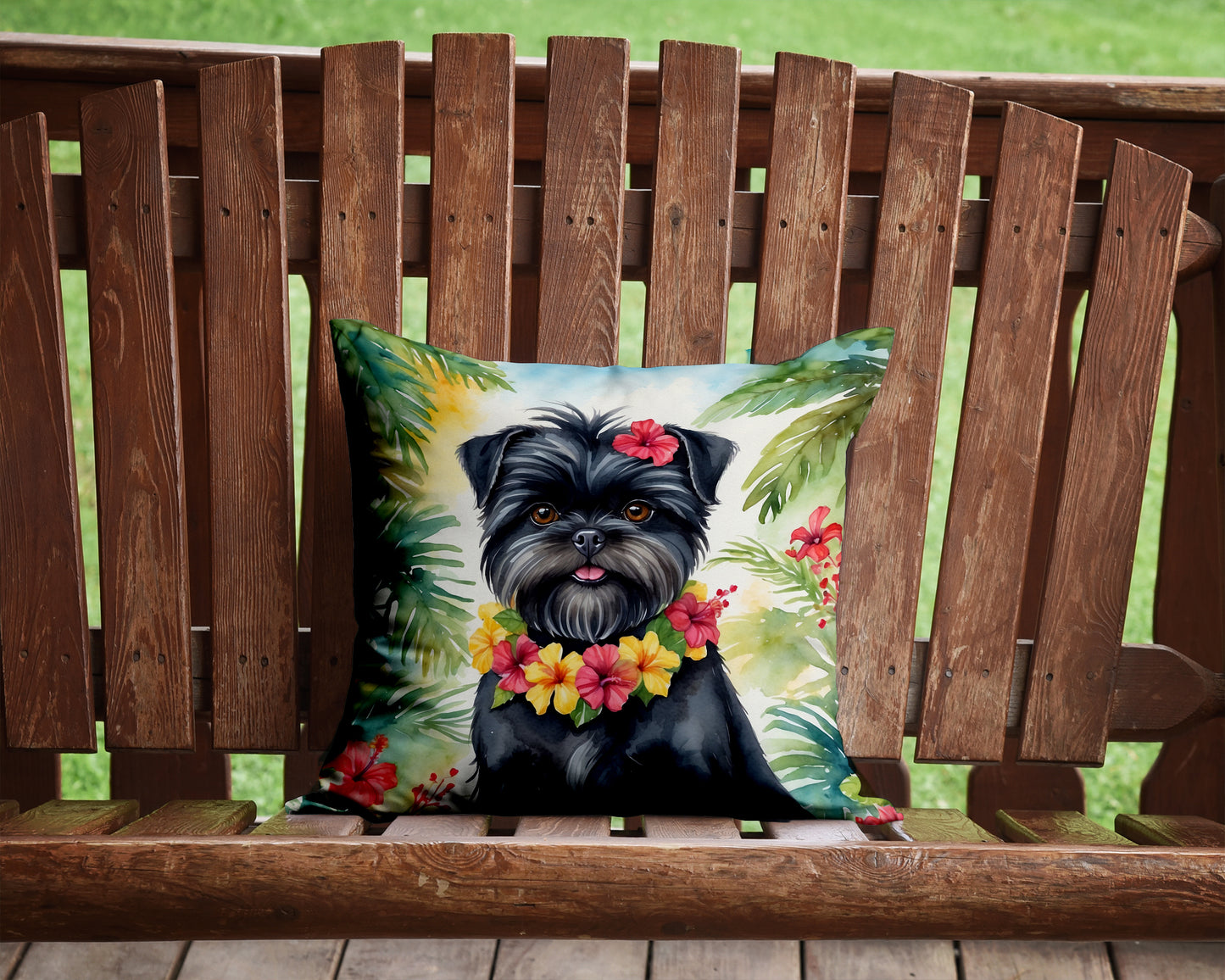 Affenpinscher Luau Throw Pillow