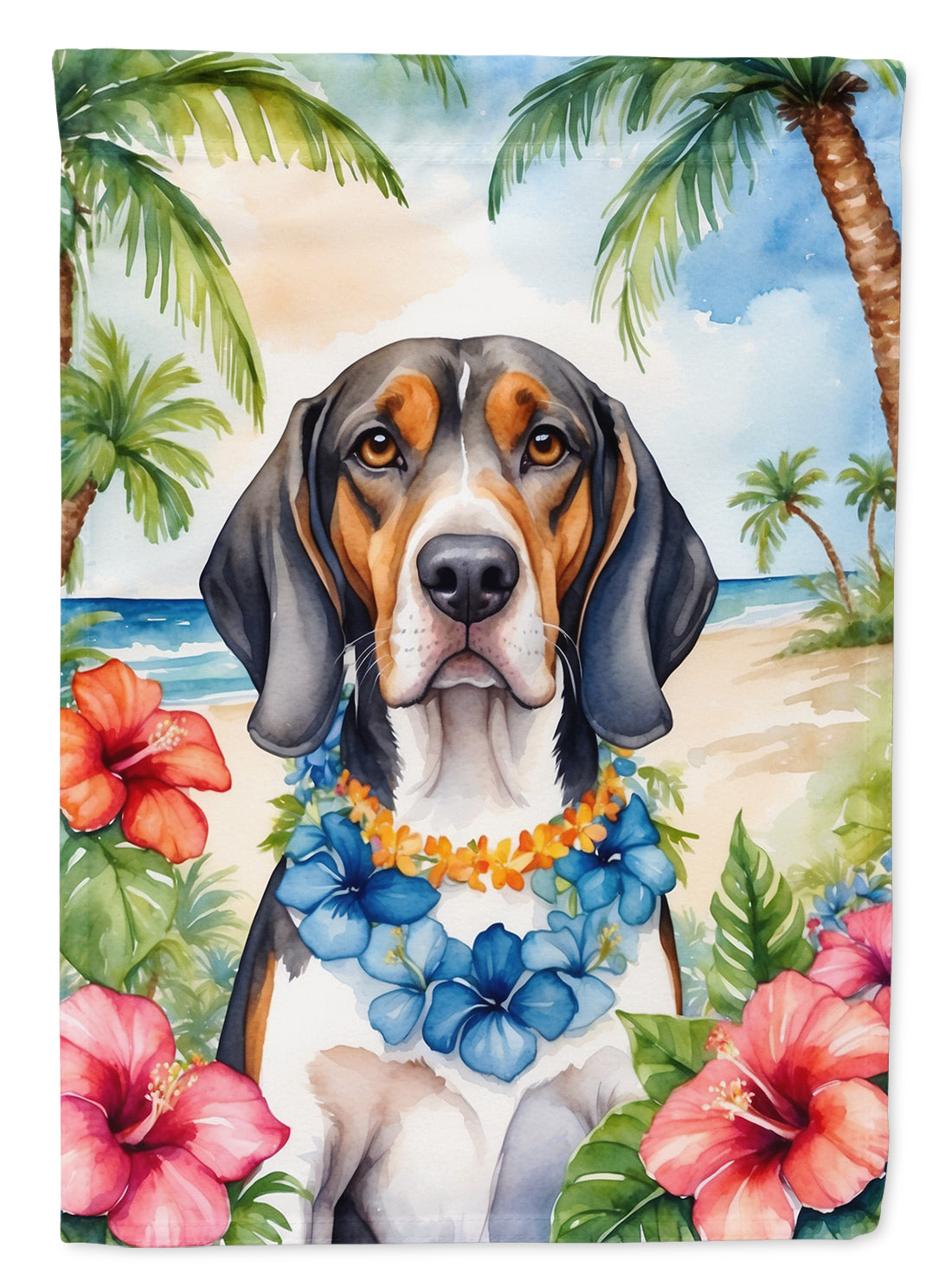 Buy this American English Coonhound Luau Garden Flag