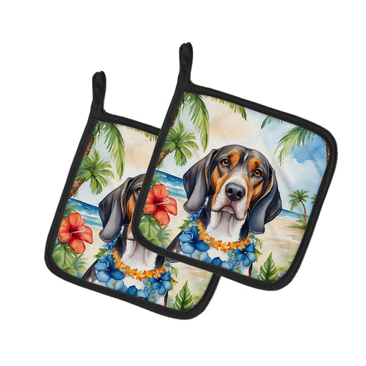 Buy this American English Coonhound Luau Pair of Pot Holders