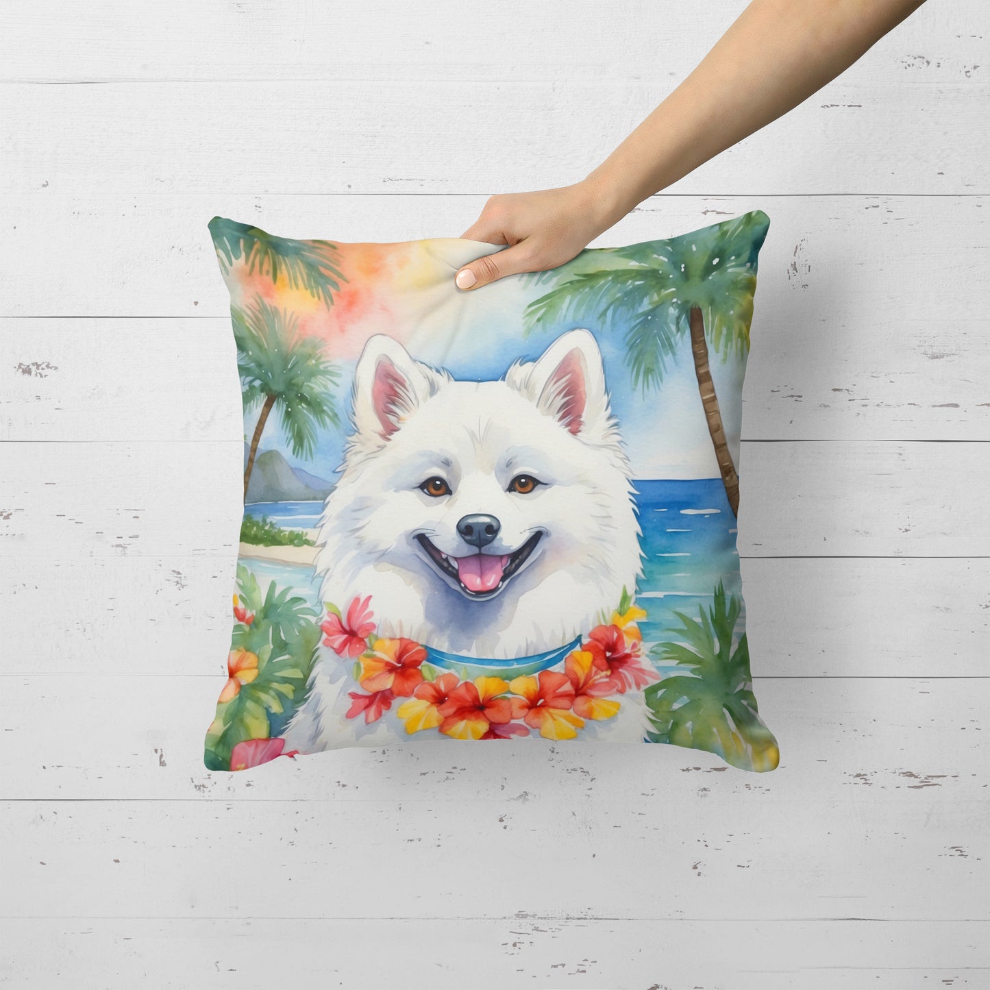 American Eskimo Luau Throw Pillow