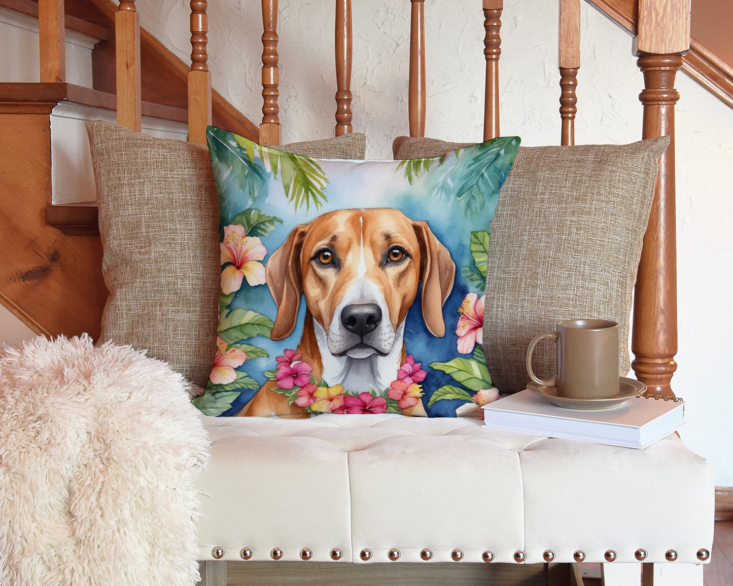 American Foxhound Luau Throw Pillow