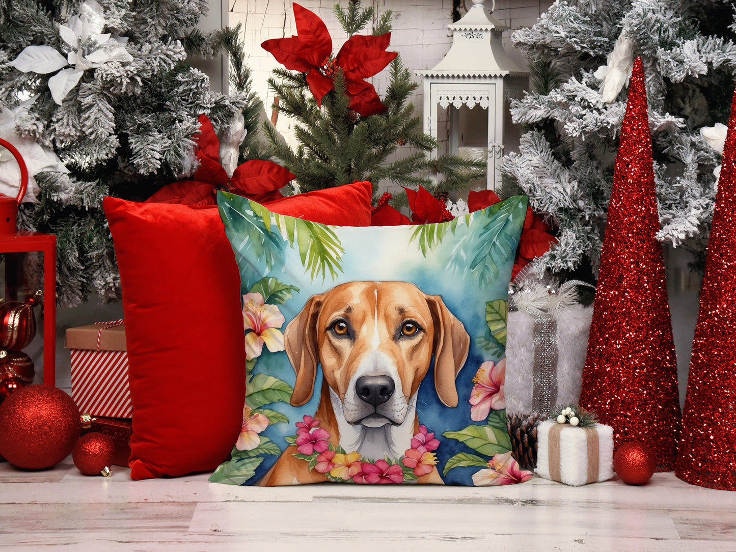 American Foxhound Luau Throw Pillow