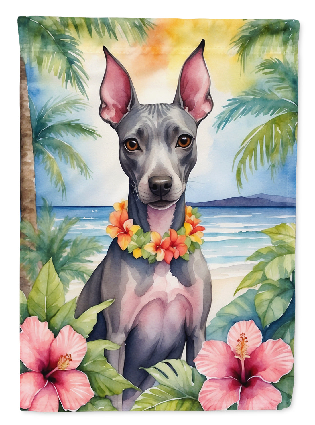 Buy this American Hairless Terrier Luau House Flag