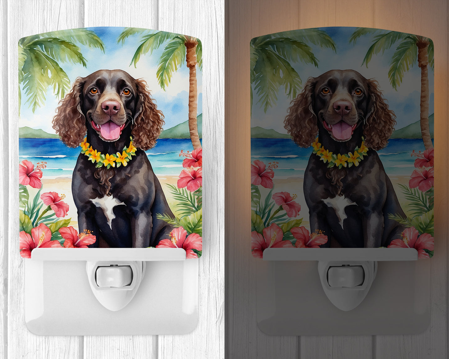 American Water Spaniel Luau Ceramic Night Light