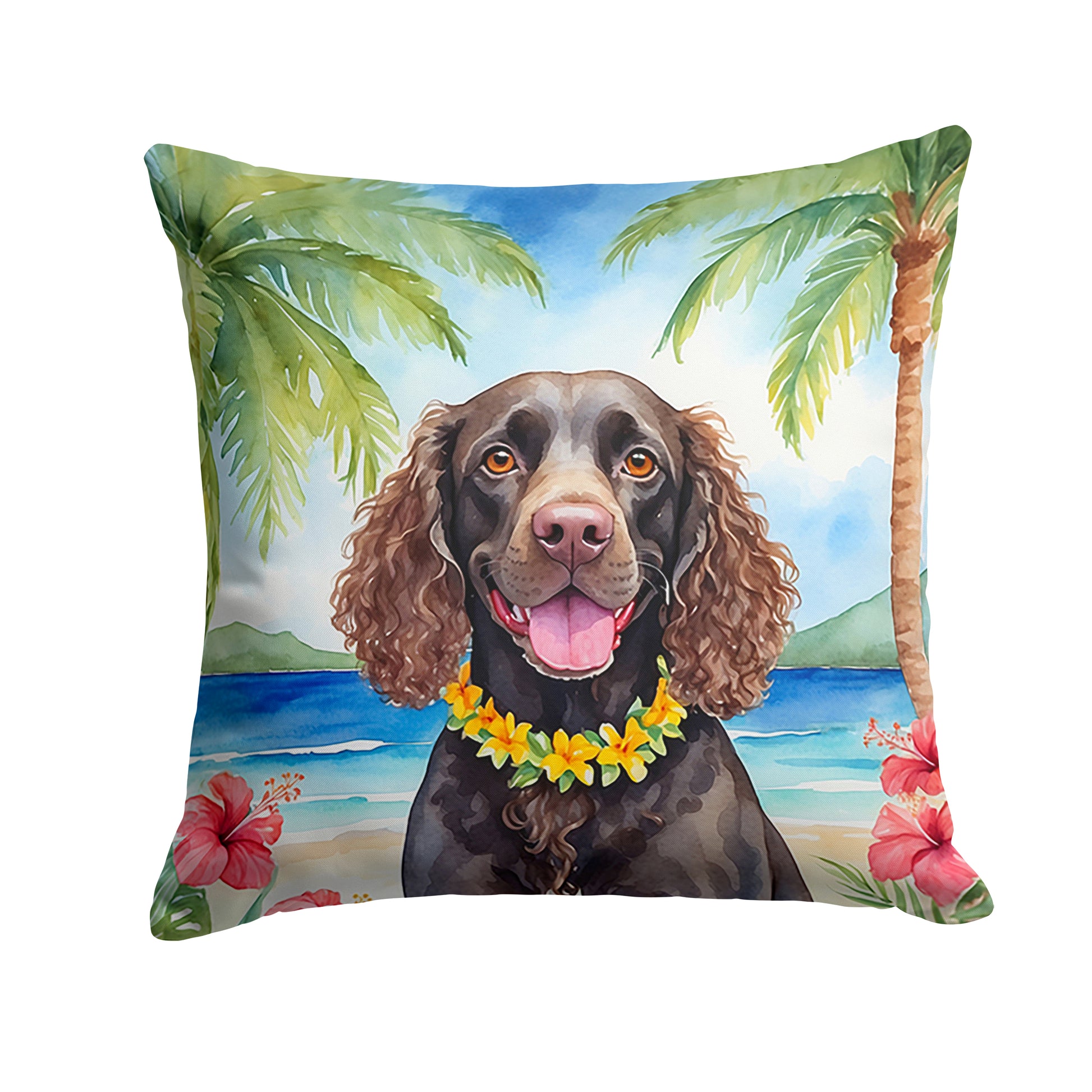 Buy this American Water Spaniel Luau Throw Pillow