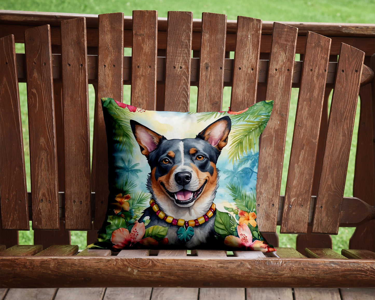 Australian Cattle Dog Luau Throw Pillow