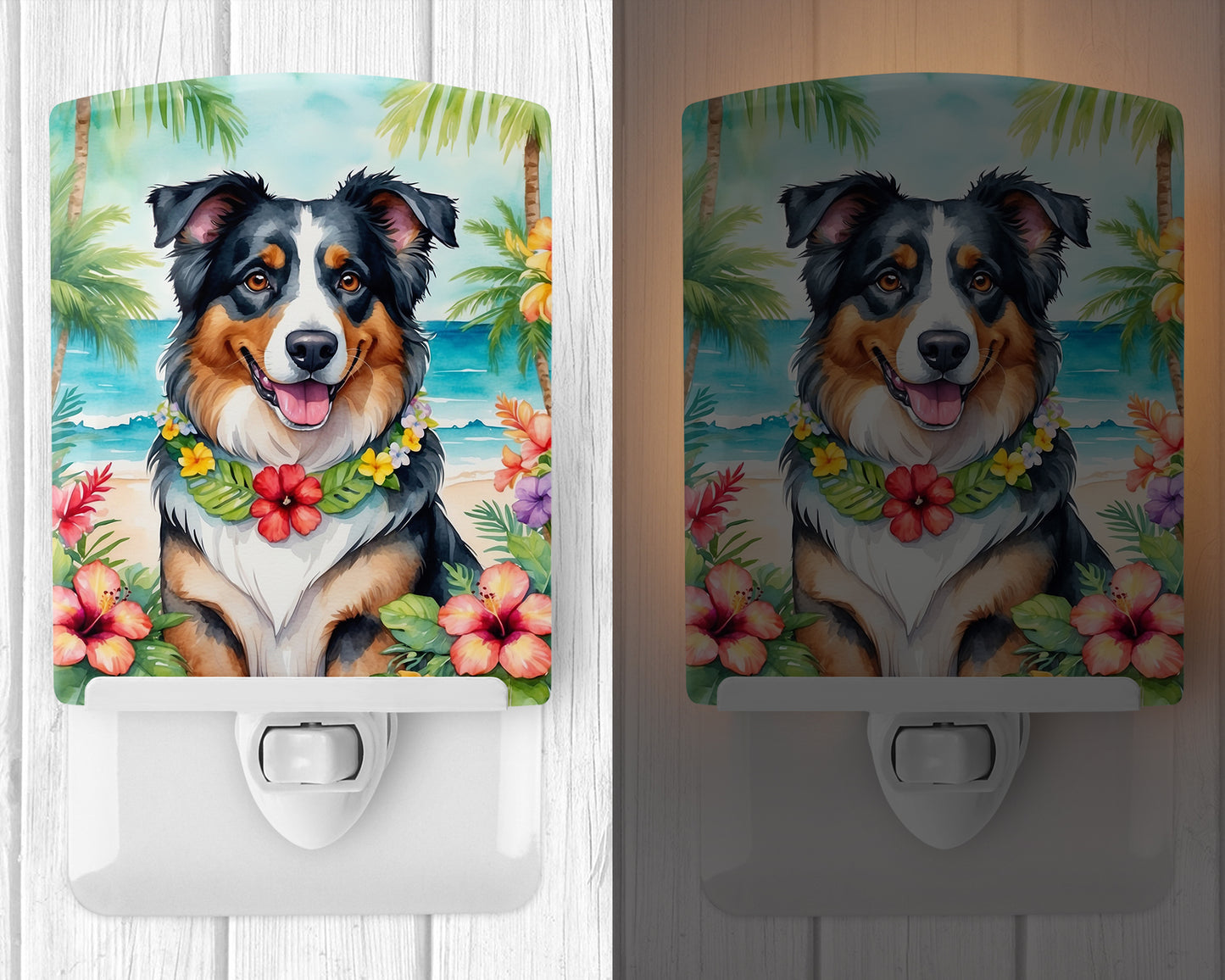 Australian Shepherd Luau Ceramic Night Light