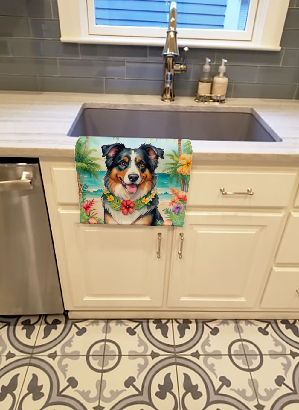 Australian Shepherd Luau Kitchen Towel