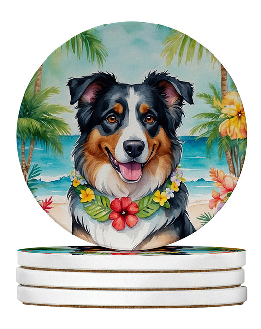 Buy this Australian Shepherd Luau Large Sandstone Coasters Pack of 4