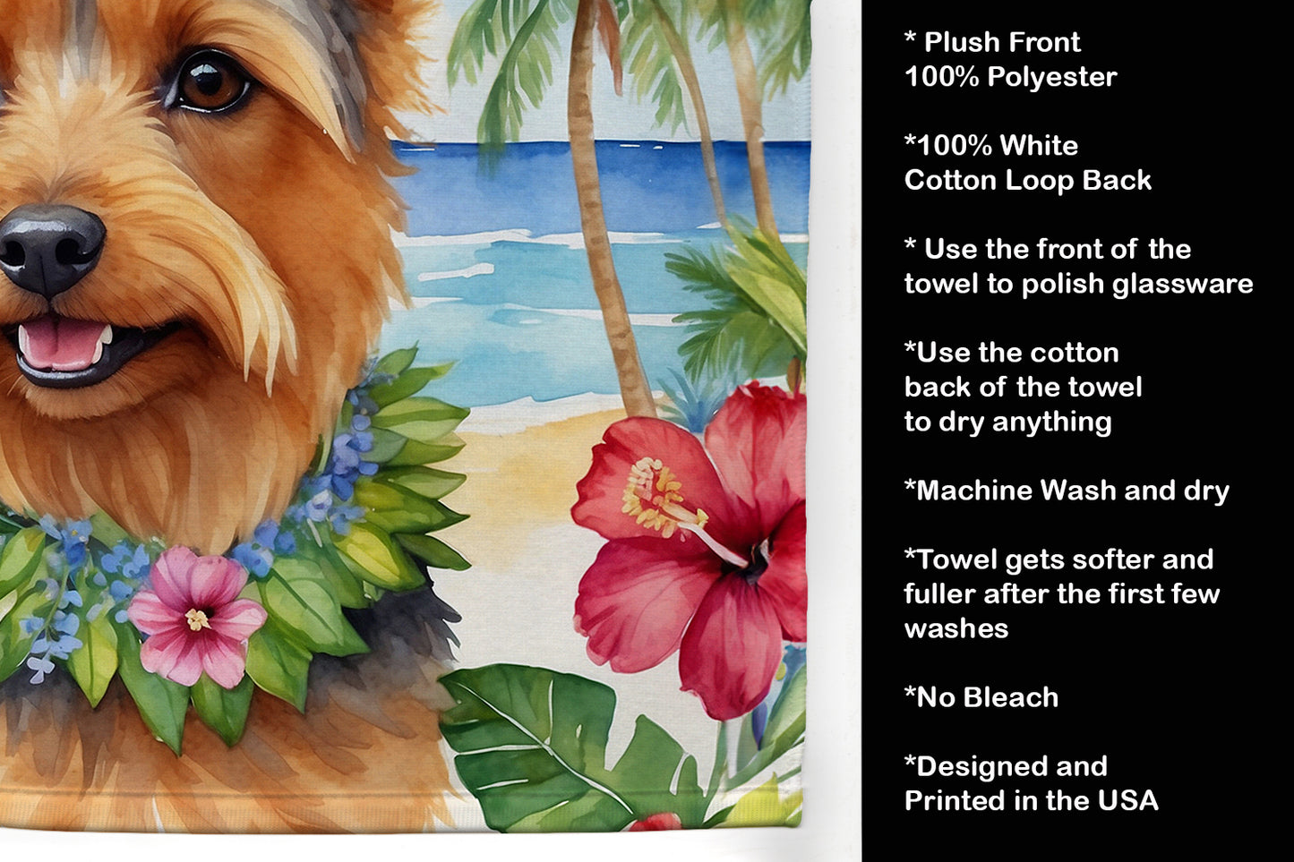 Australian Terrier Luau Kitchen Towel