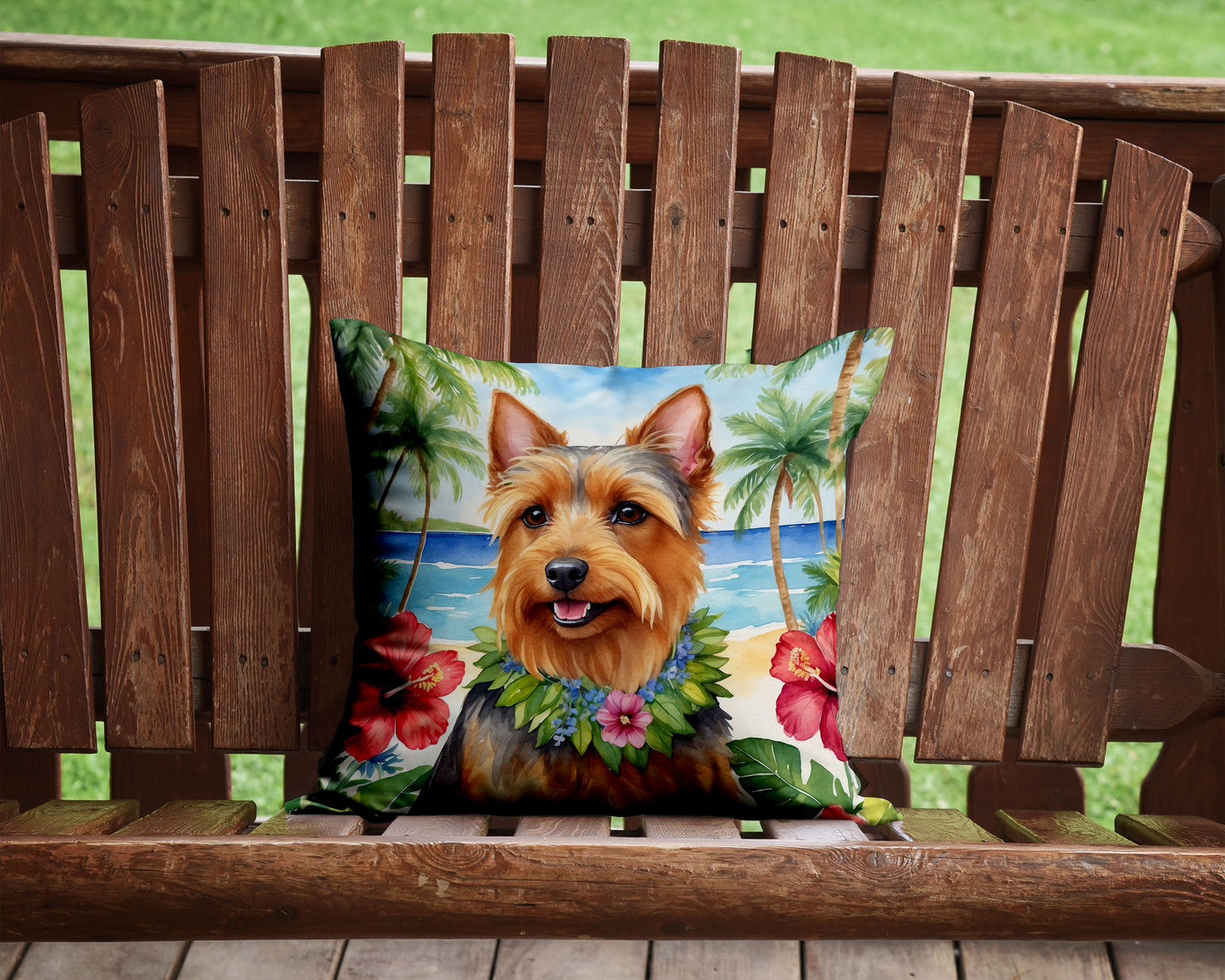 Australian Terrier Luau Throw Pillow