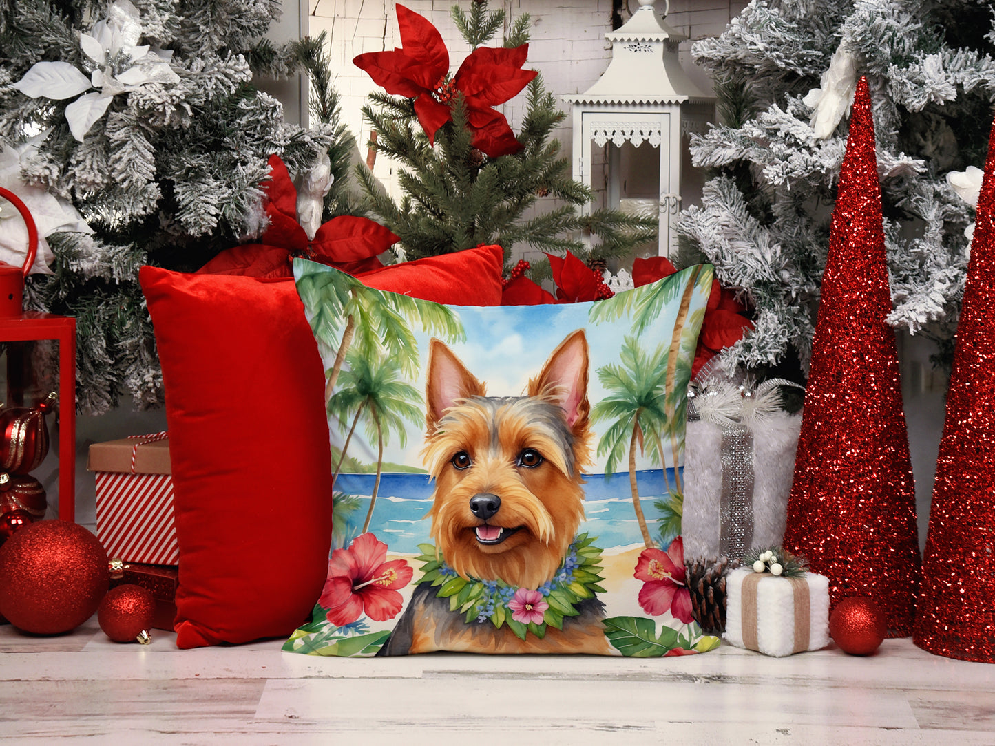 Australian Terrier Luau Throw Pillow