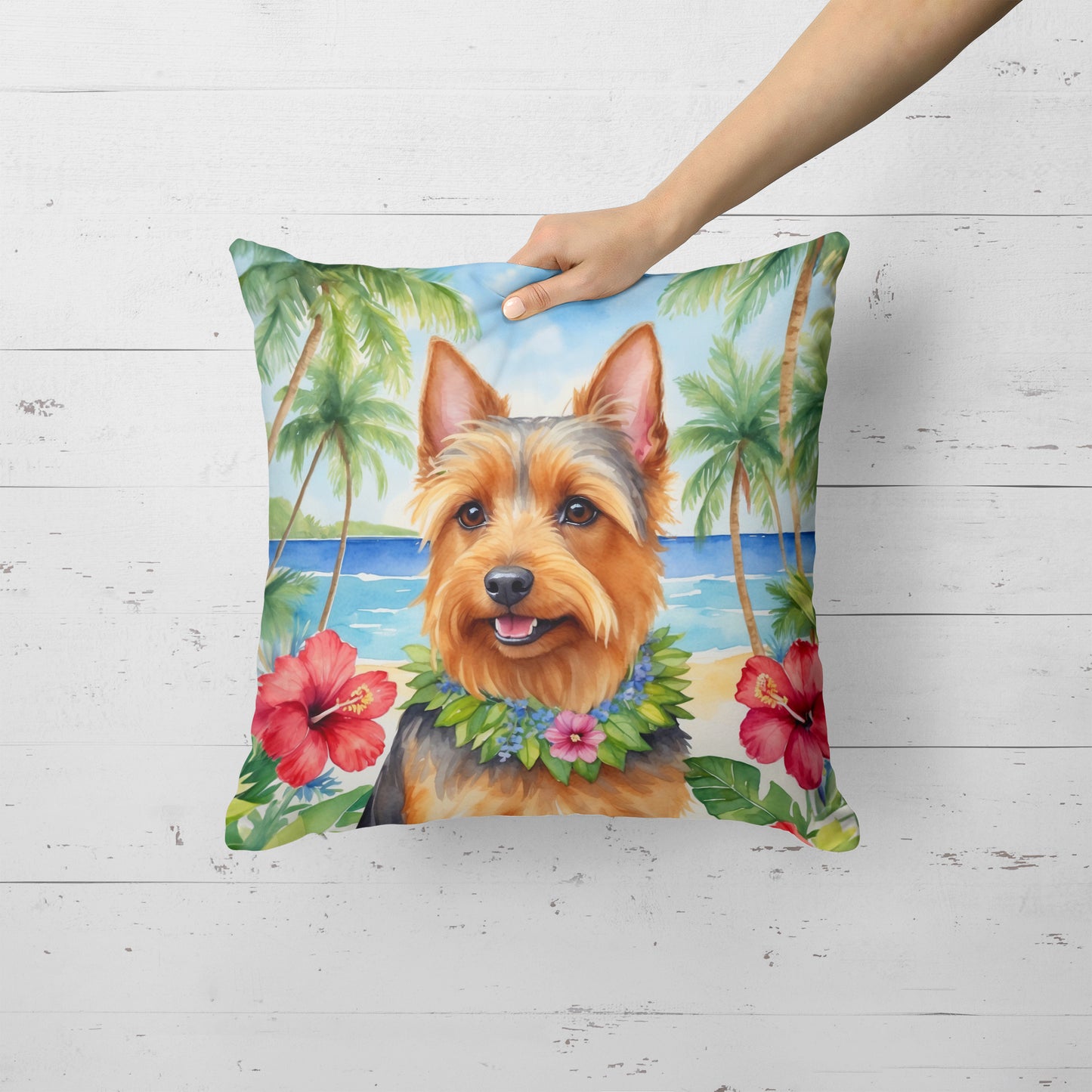 Australian Terrier Luau Throw Pillow