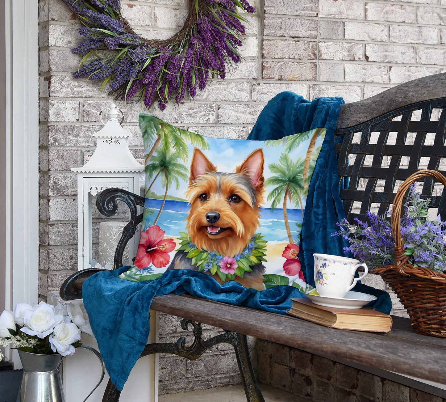 Australian Terrier Luau Throw Pillow