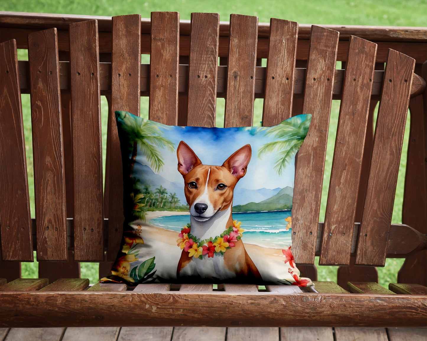 Basenji Luau Throw Pillow