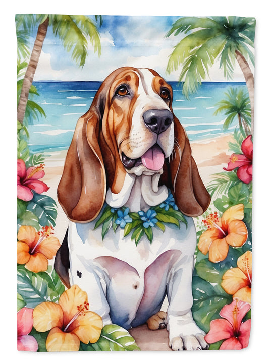 Buy this Basset Hound Luau House Flag