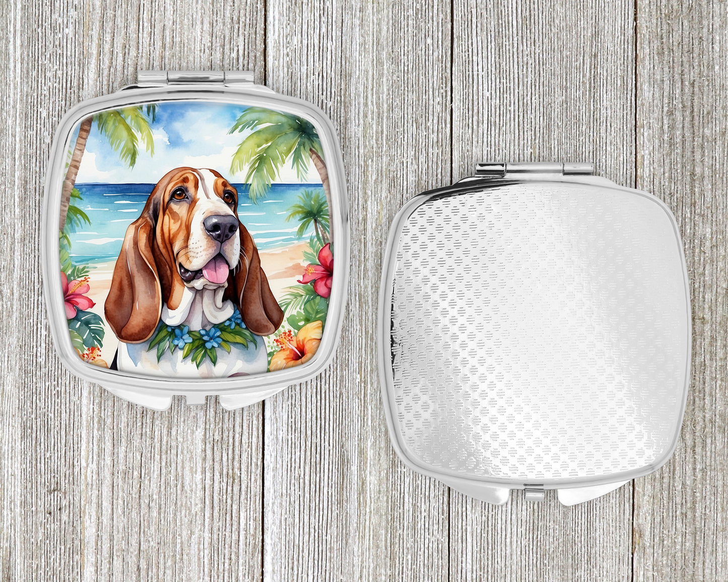 Basset Hound Luau Compact Mirror