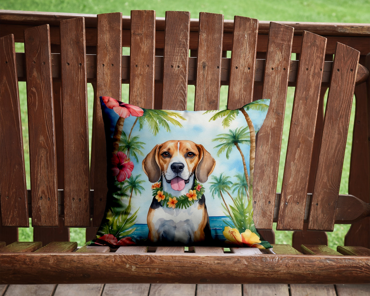 Beagle Luau Throw Pillow