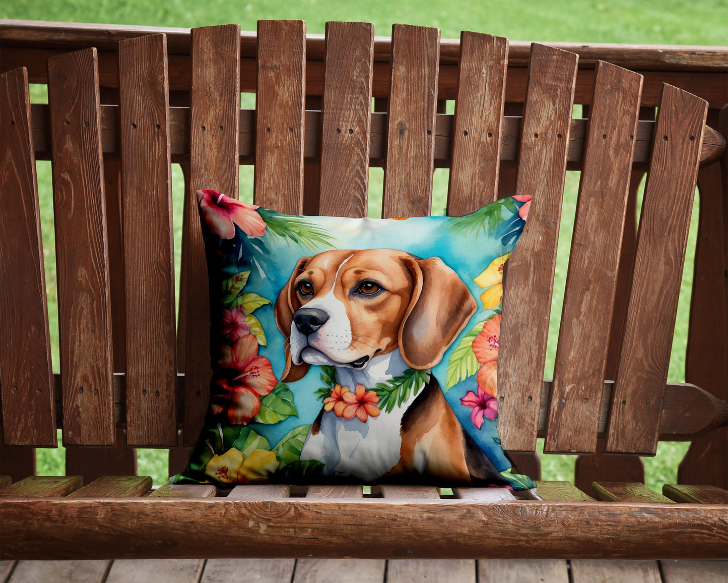 Beagle Luau Throw Pillow