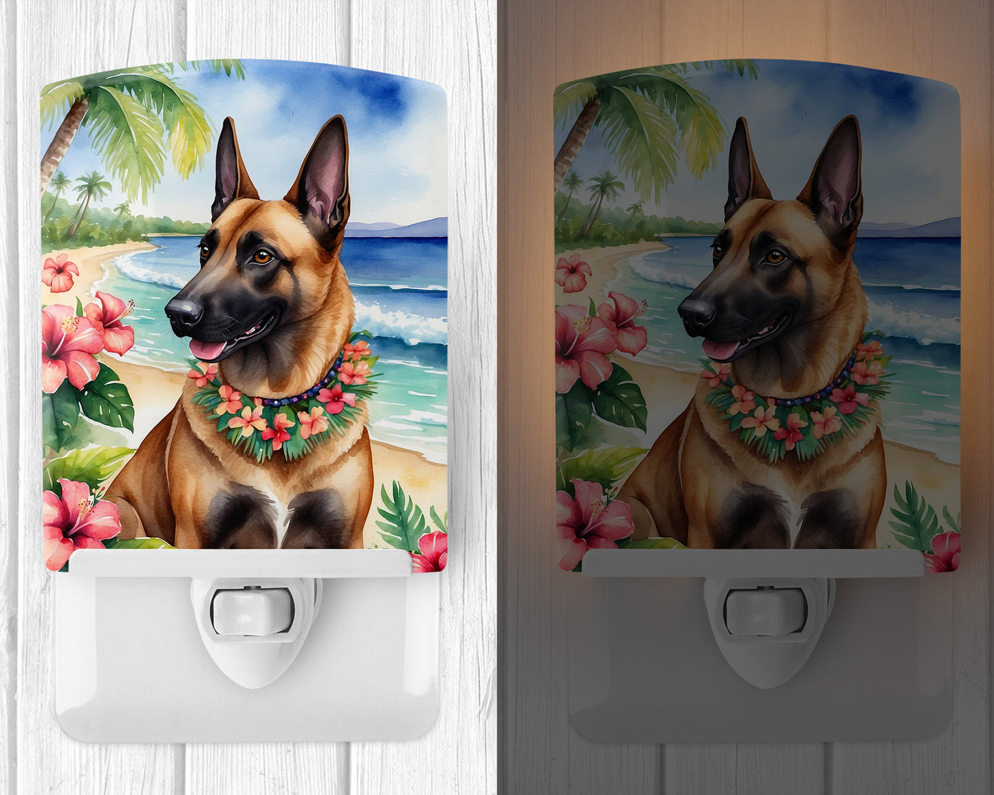 Belgian Malinois Luau Ceramic Night Light