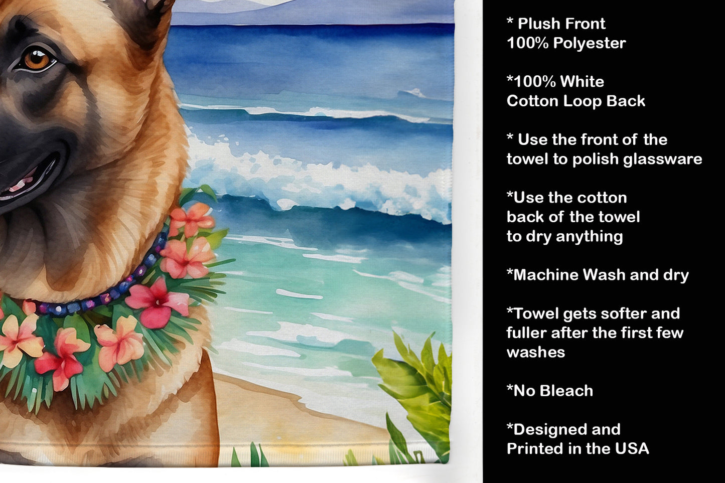 Belgian Malinois Luau Kitchen Towel