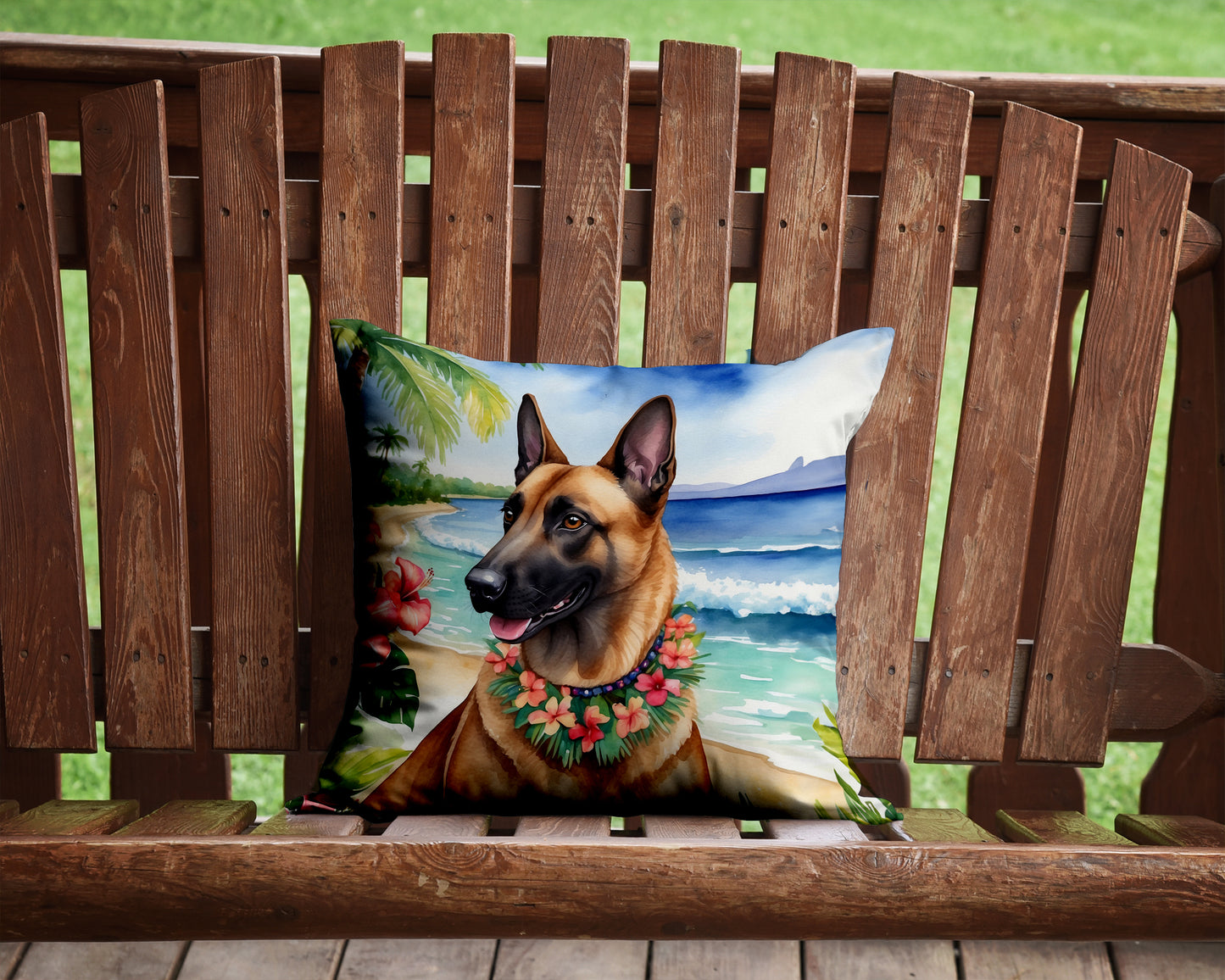 Belgian Malinois Luau Throw Pillow