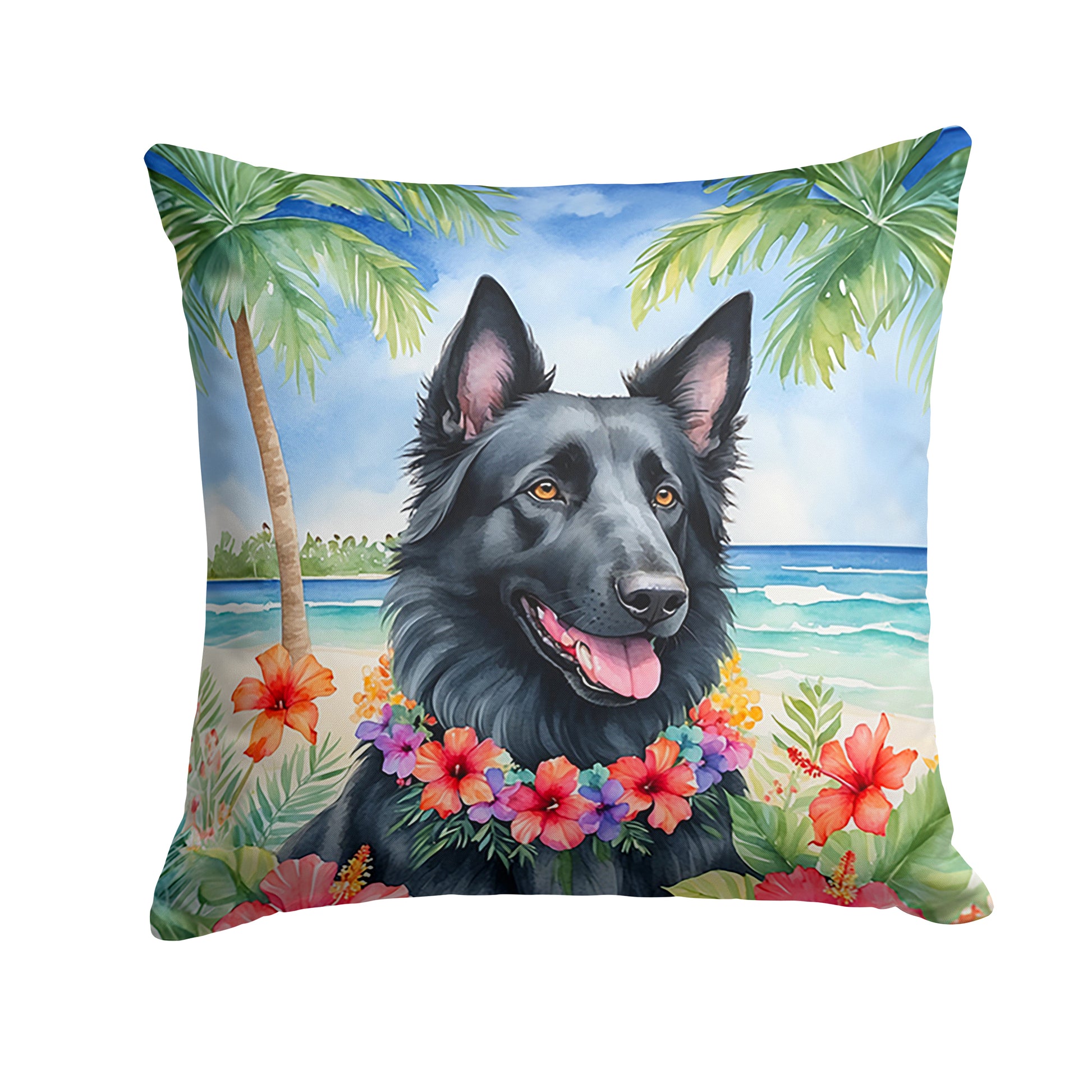 Buy this Belgian Sheepdog Luau Throw Pillow