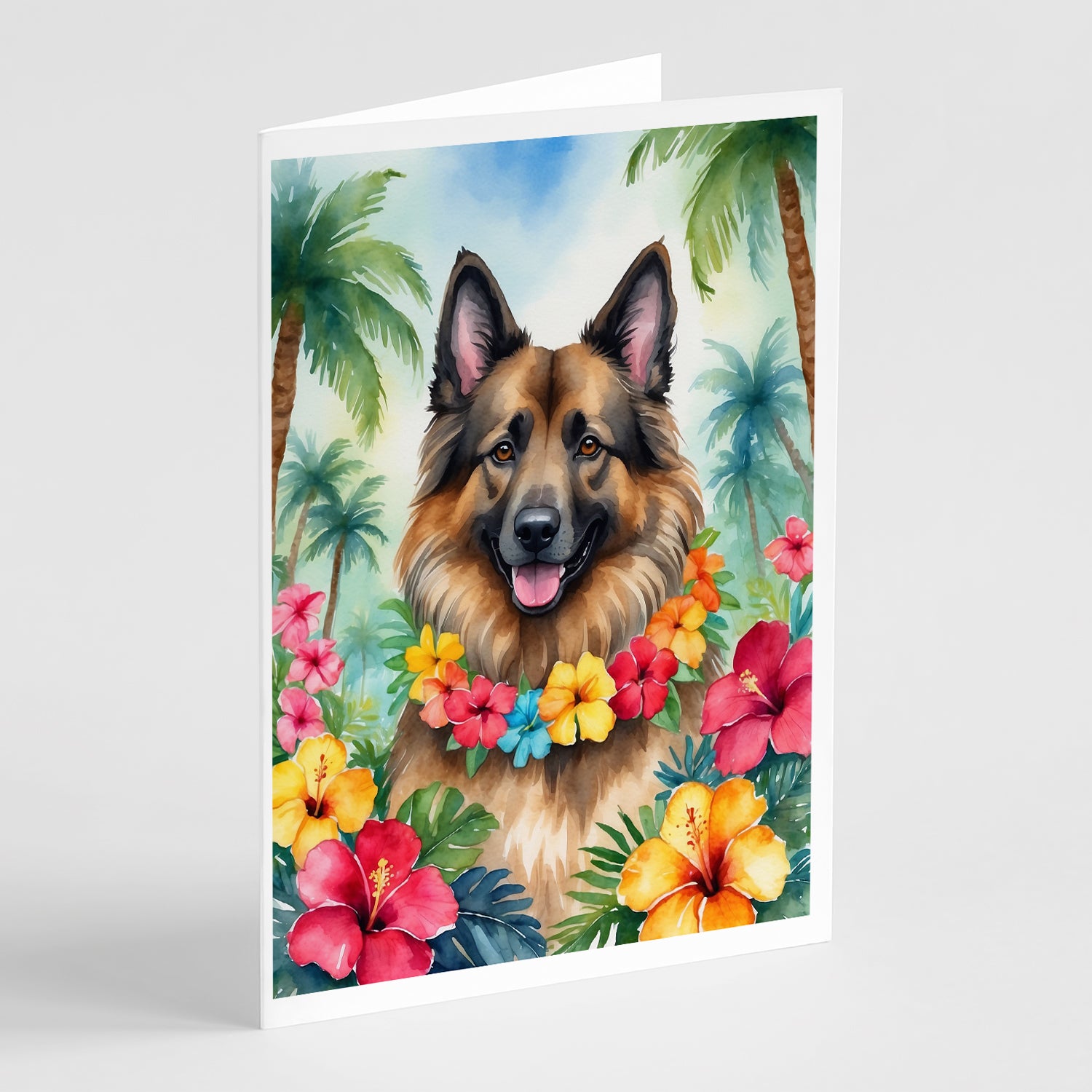 Buy this Belgian Tervuren Luau Greeting Cards Pack of 8