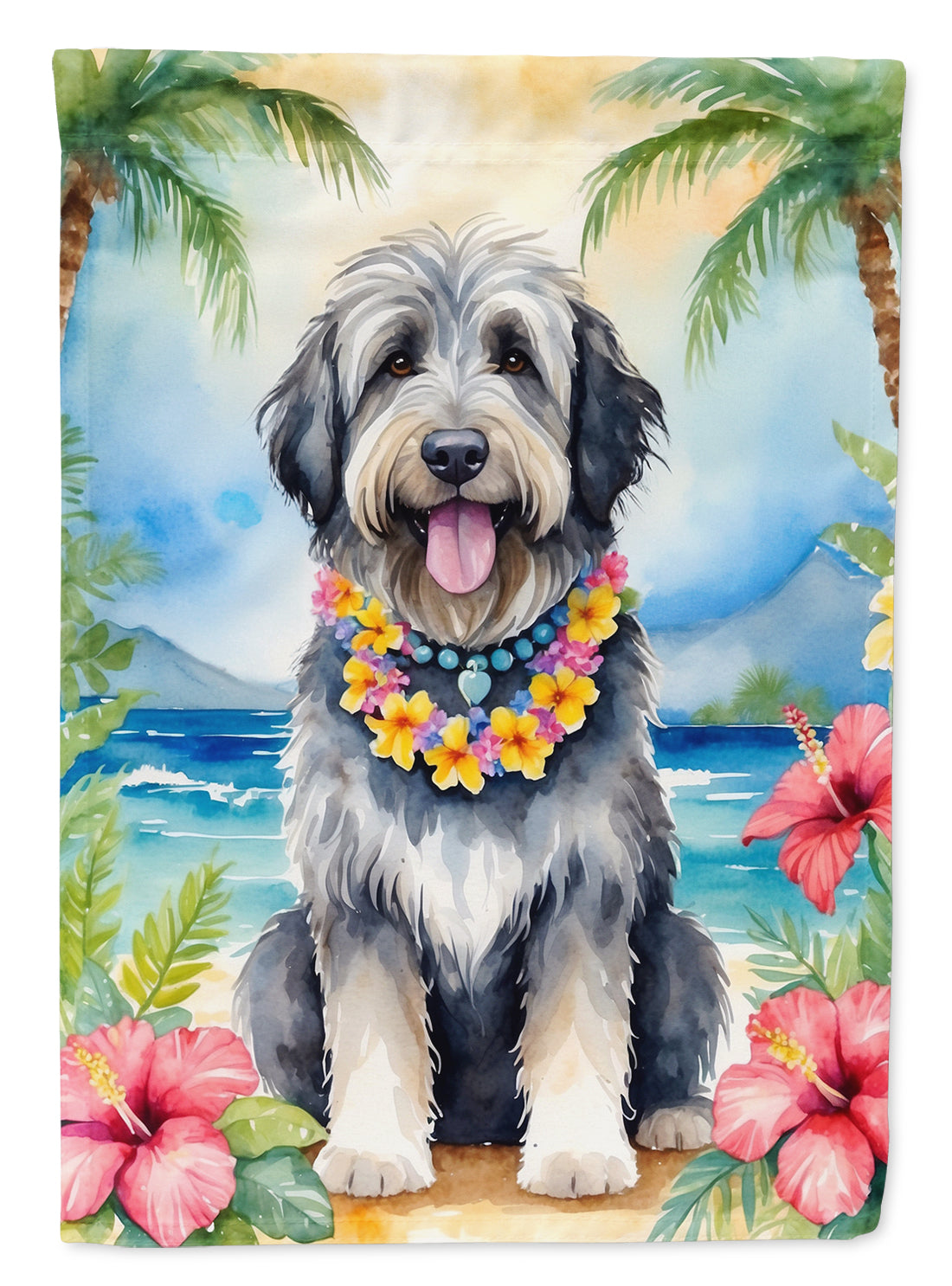 Buy this Bergamasco Sheepdog Luau House Flag