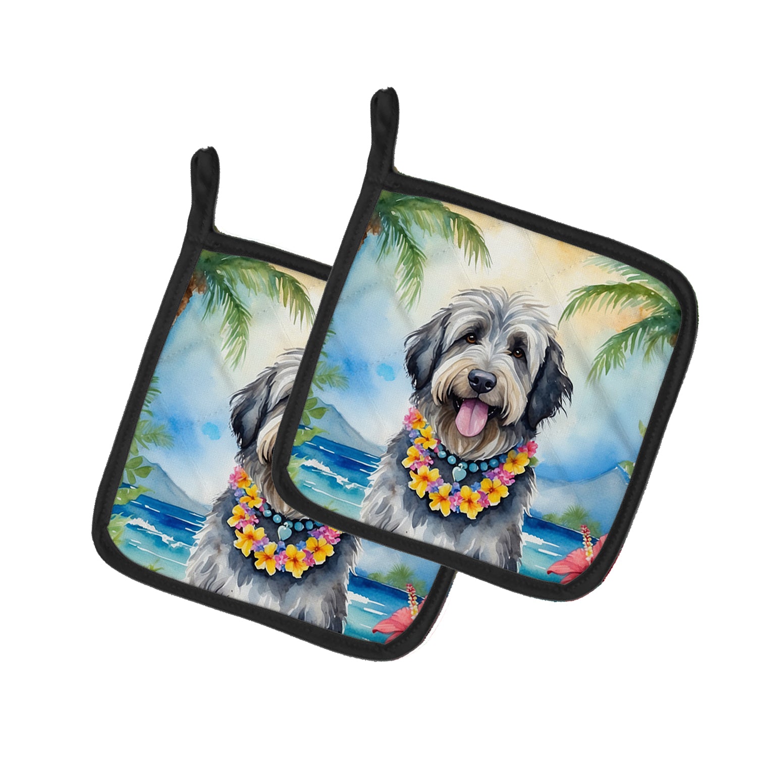 Buy this Bergamasco Sheepdog Luau Pair of Pot Holders