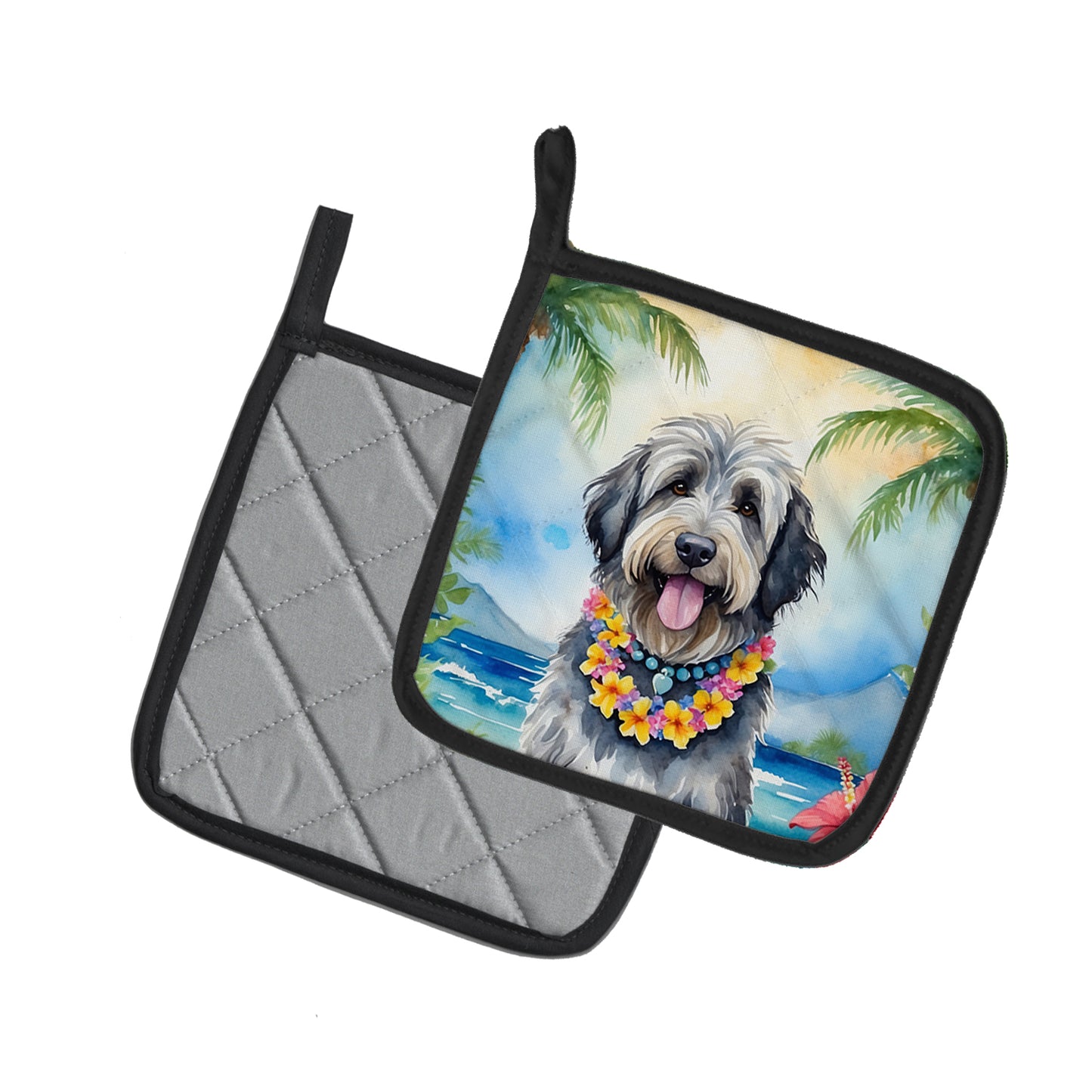 Bergamasco Sheepdog Luau Pair of Pot Holders