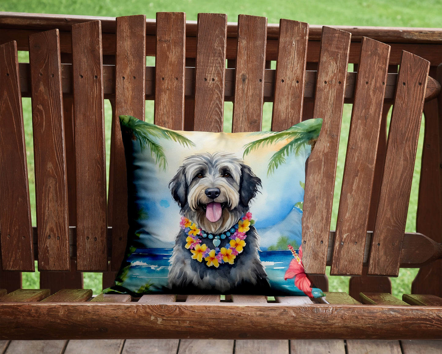 Bergamasco Sheepdog Luau Throw Pillow