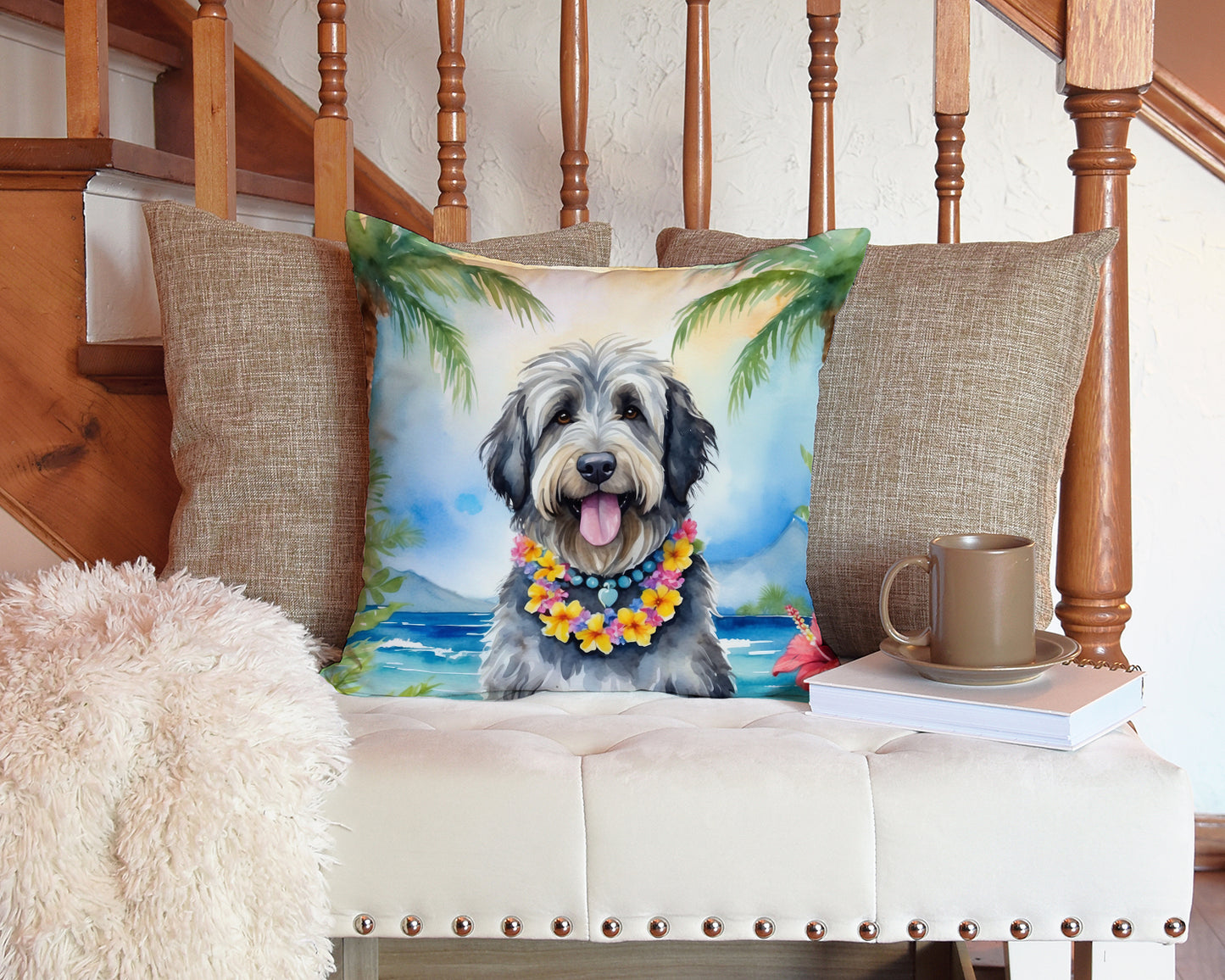 Bergamasco Sheepdog Luau Throw Pillow